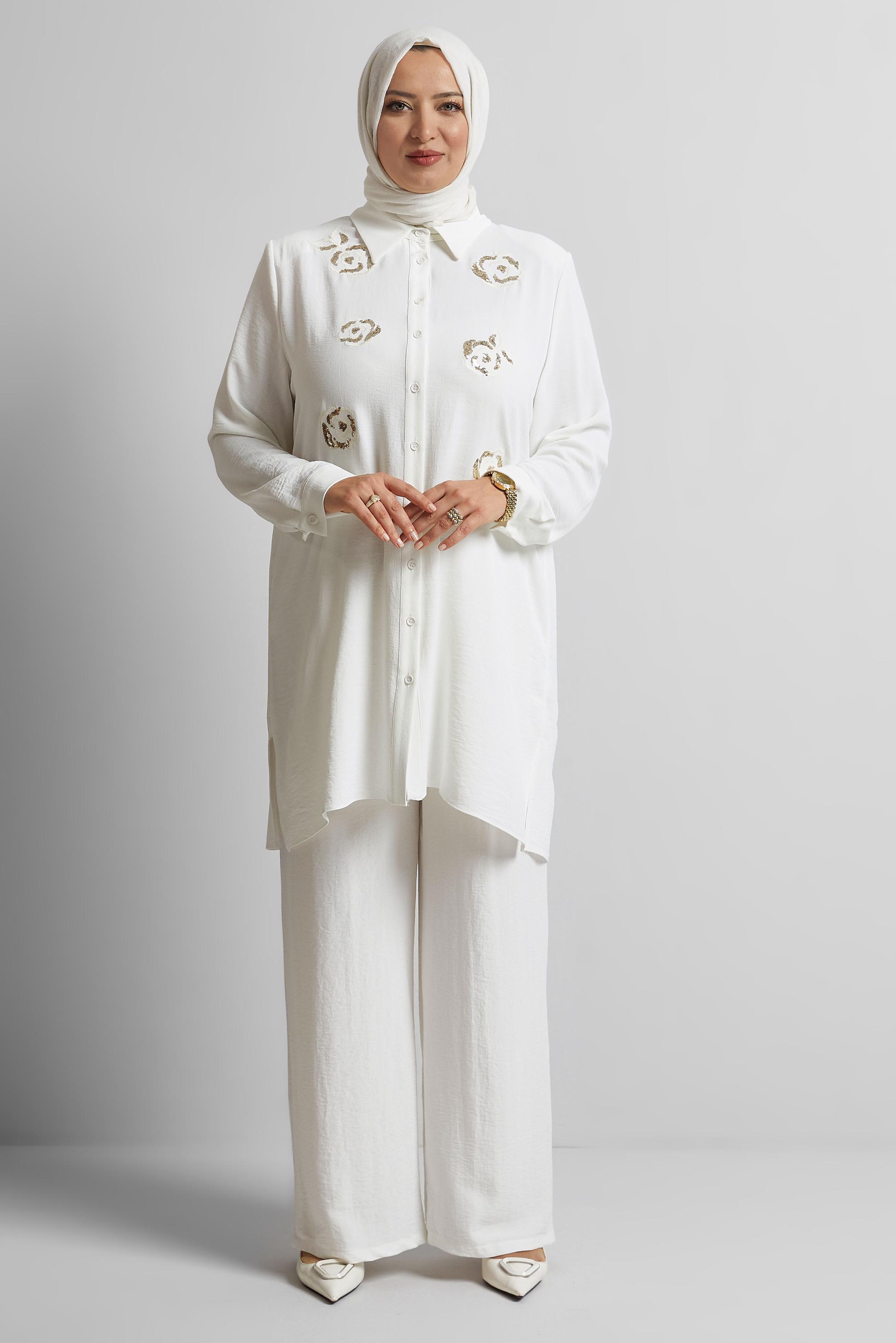 Tesettür giyim BEYAZ BÜYÜK BEDEN AEROBIN TUNİK 20710