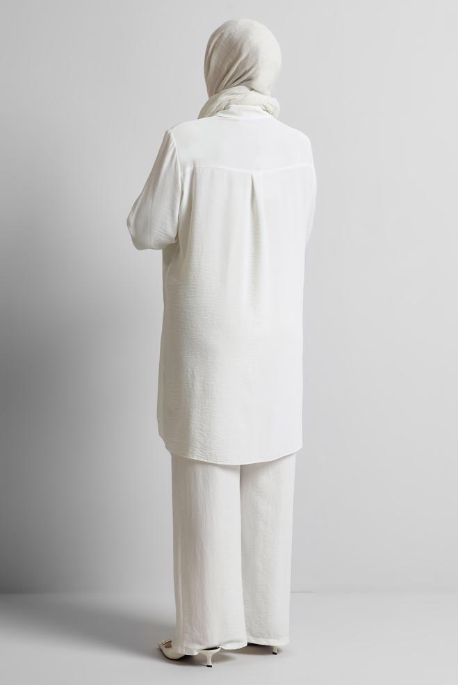 Vêtements hijab BLANC TUNIQUE AEROBIN À PAILLETTES 20710 - ALVİNA