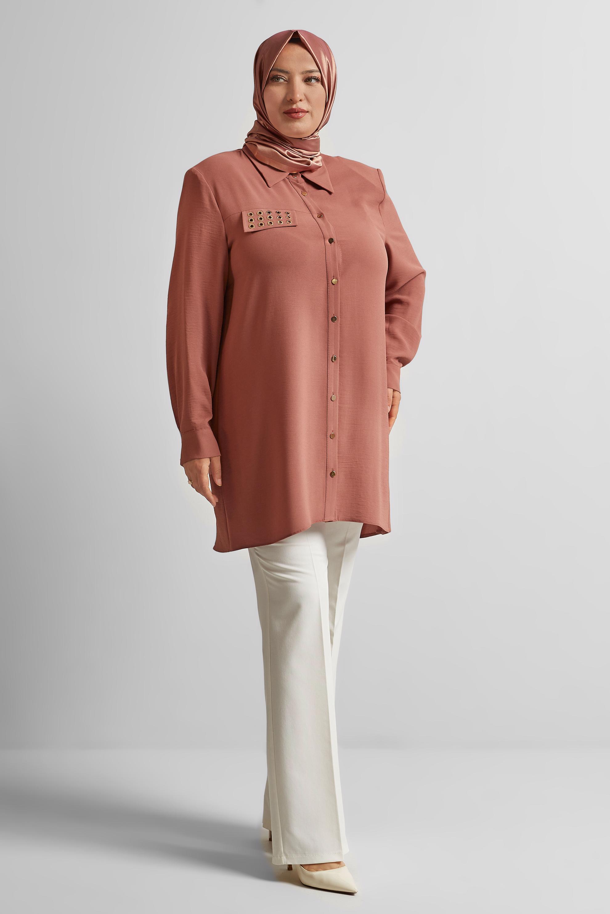 Tesettür giyim TURUNCU BÜYÜK BEDEN TUNİK 20711