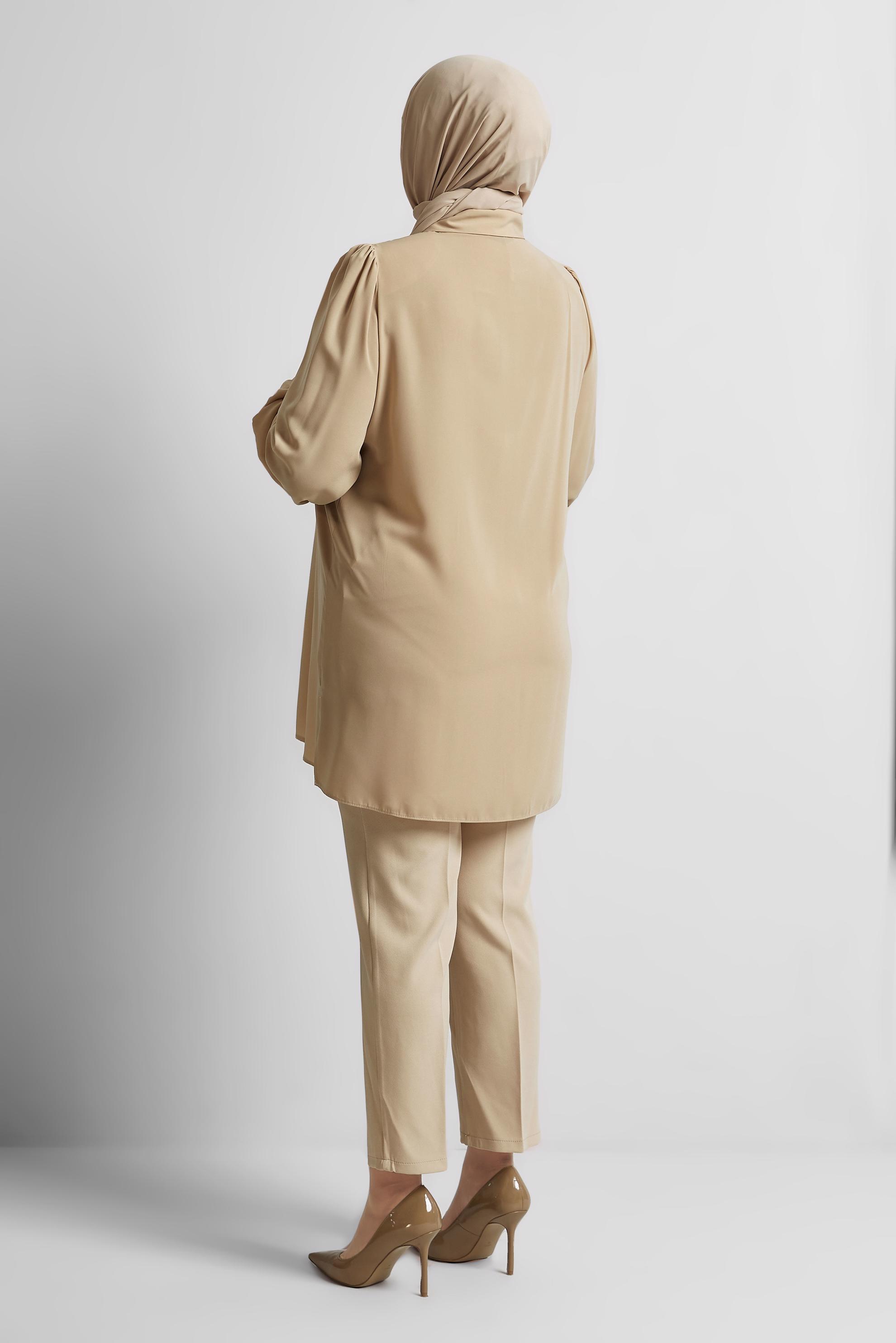 Tesettür giyim KAHVE BONCUK İŞLEMELİ BÜYÜK BEDEN TUNİK 20714