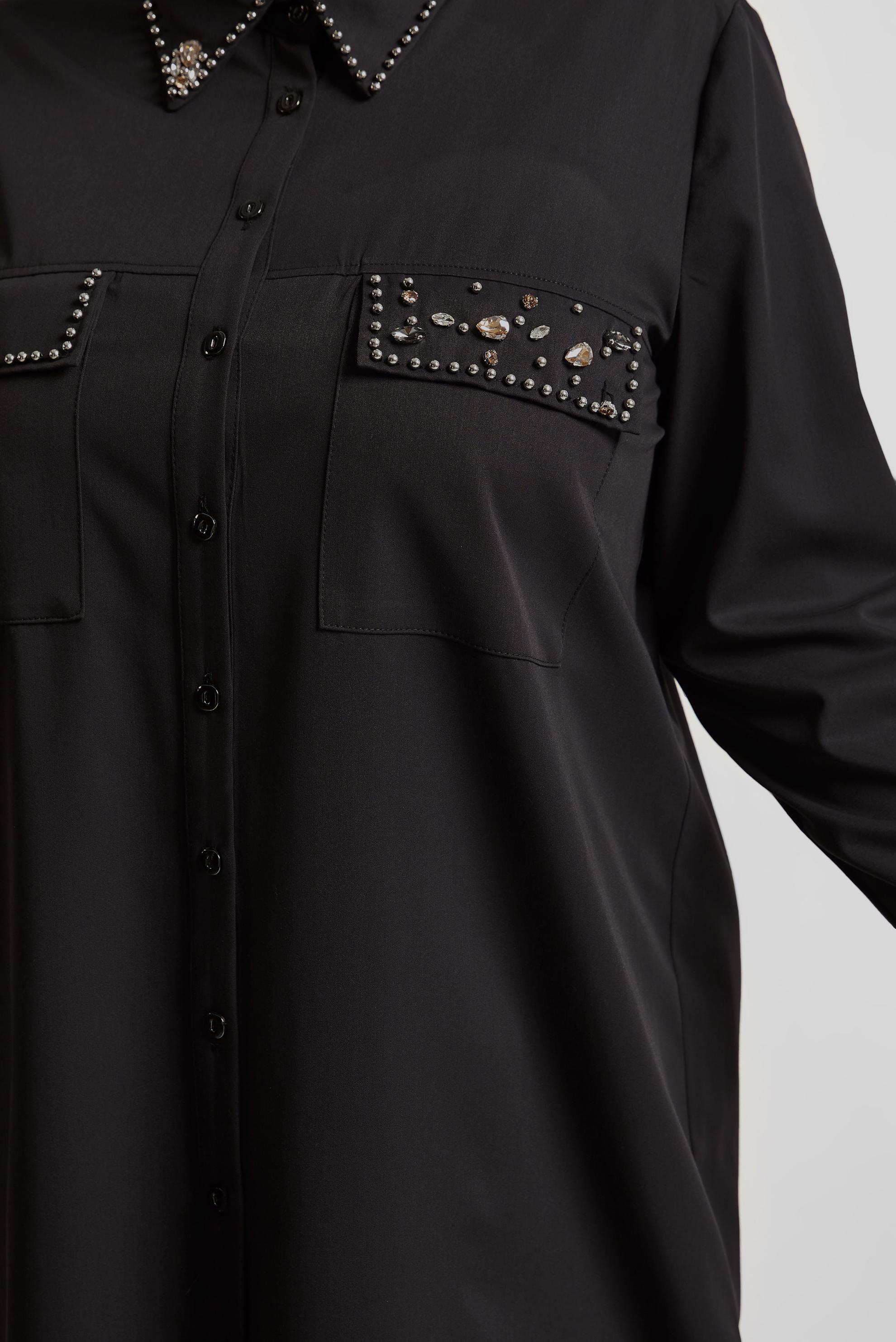 Tesettür giyim SİYAH TAŞ BASKILI BÜYÜK BEDEN TUNİK 20736