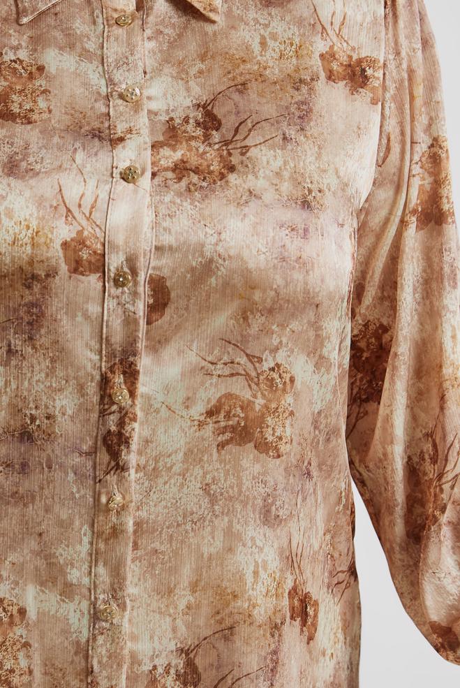 Vêtements hijab ORANGE TUNIQUE EN SATIN À MOTIFS 20738 - ALVİNA