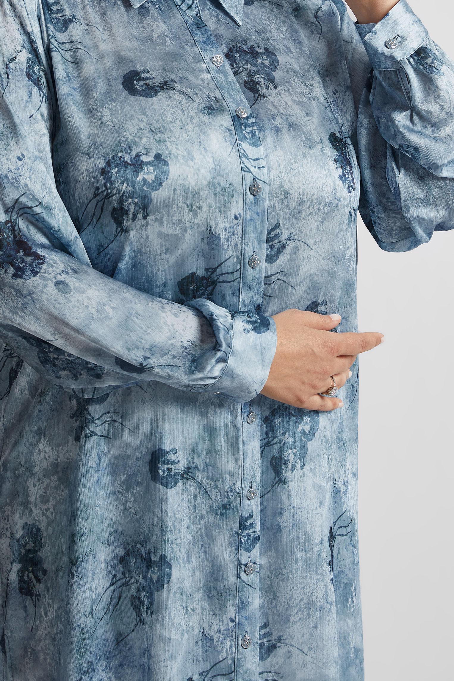 Tesettür giyim LACİVERT BÜYÜK BEDEN SATEN TUNİK 20738