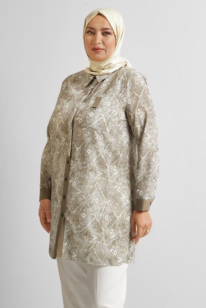 Vêtements hijab VISON TUNIQUE À MOTIFS 20739 - ALVİNA