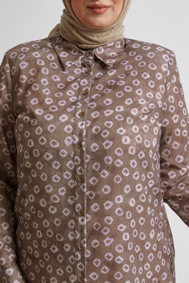 Vêtements hijab VISON TUNIQUE CHEMISE À MOTIFS 20740 - ALVİNA