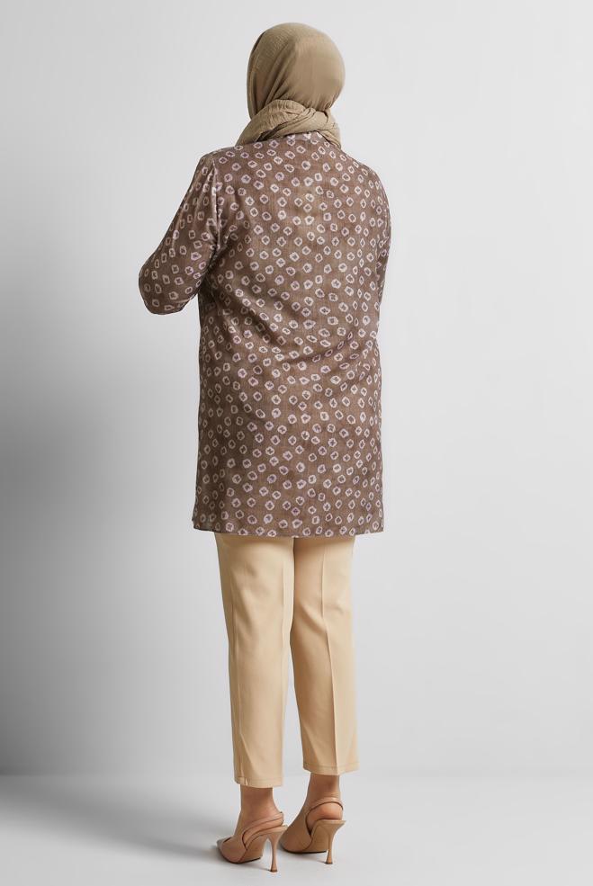 Vêtements hijab VISON TUNIQUE CHEMISE À MOTIFS 20740 - ALVİNA
