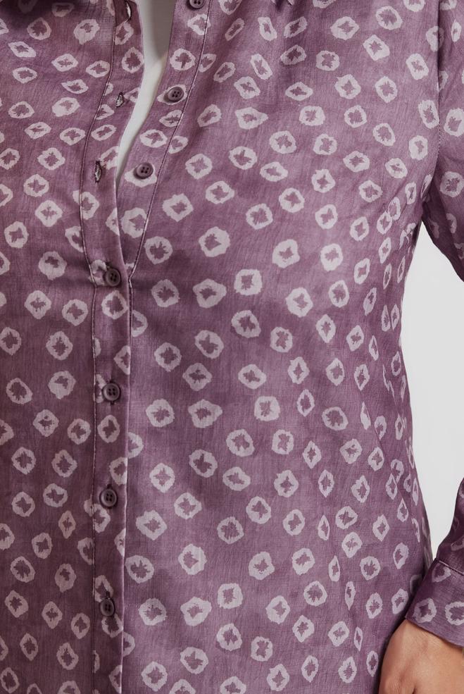 Vêtements hijab POURPRE TUNIQUE CHEMISE À MOTIFS 20740 - ALVİNA