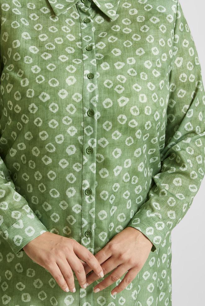 Vêtements hijab VERT TUNIQUE CHEMISE À MOTIFS 20740 - ALVİNA