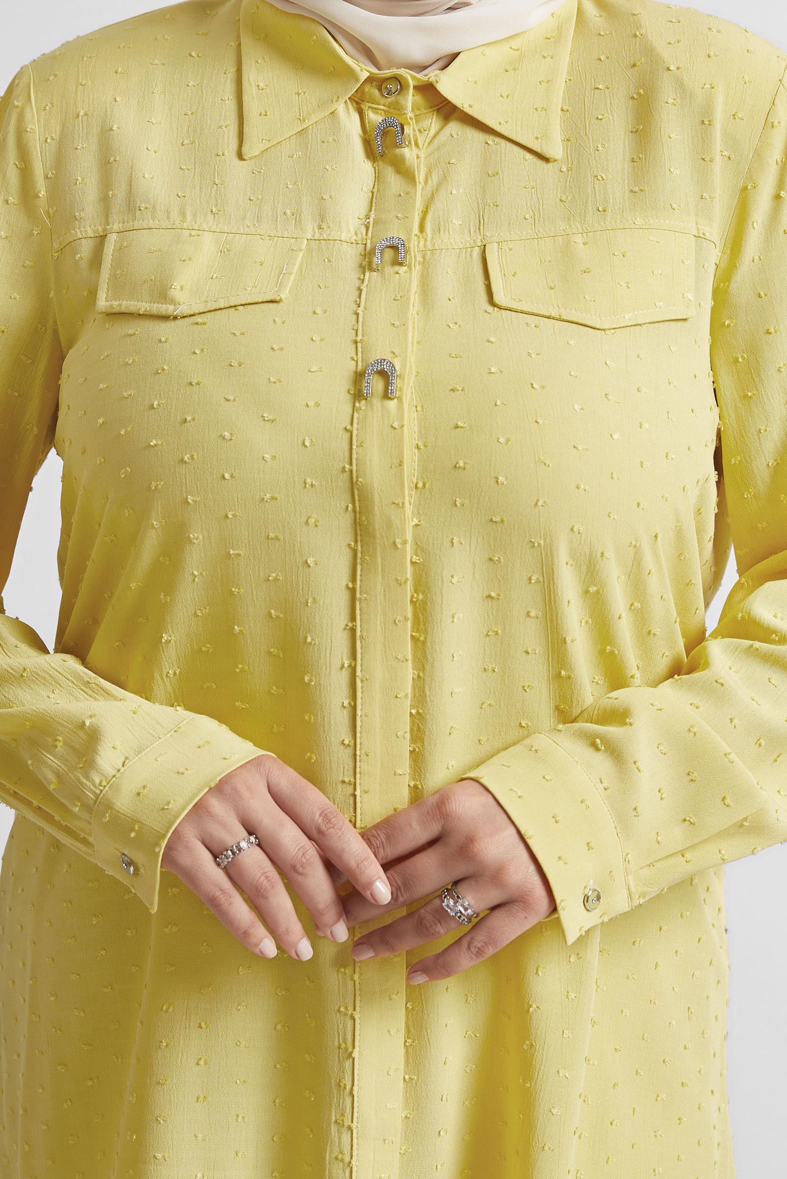 Tesettür giyim SARI BÜYÜK BEDEN VİSKON TUNİK 20742