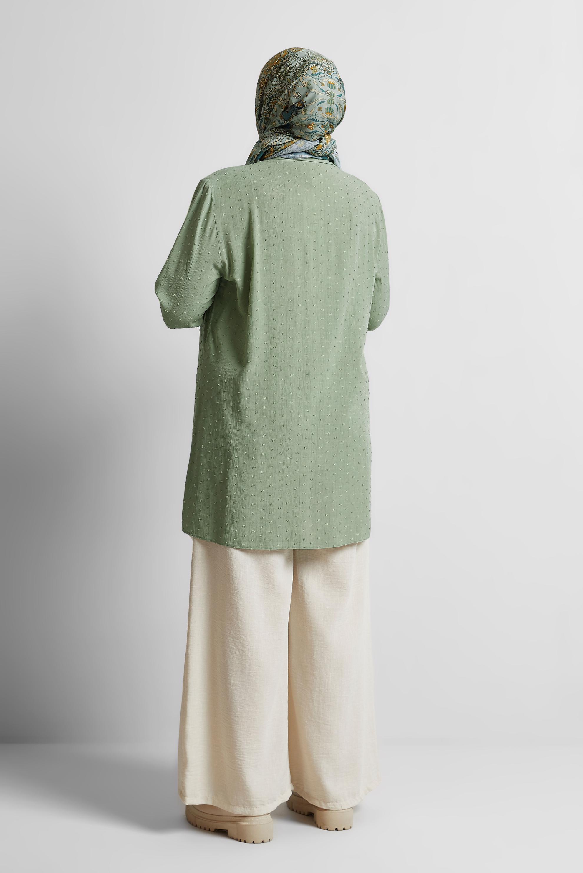 Tesettür giyim YEŞİL BÜYÜK BEDEN VİSKON TUNİK 20742