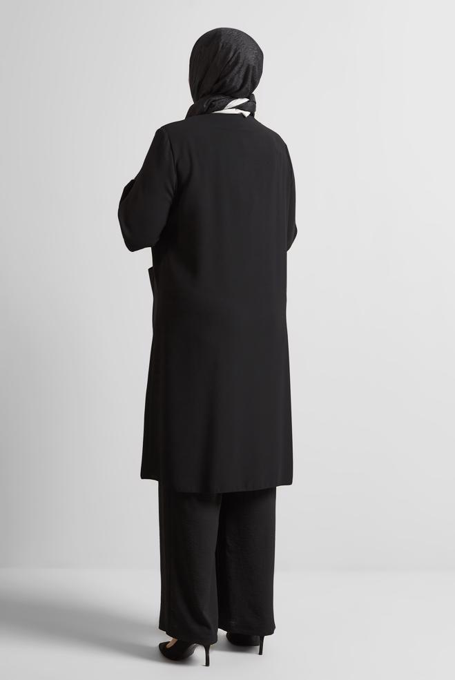 Vêtements hijab NOIR TUNIQUE À CARREAUX 20744 - ALVİNA