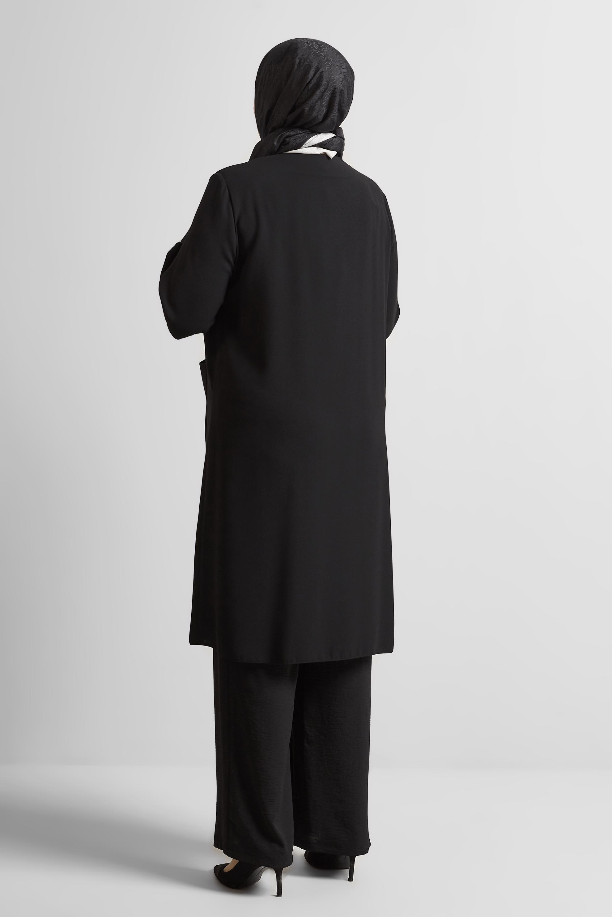 Tesettür giyim SİYAH KARE DESENLİ BÜYÜK BEDEN TUNİK 20744