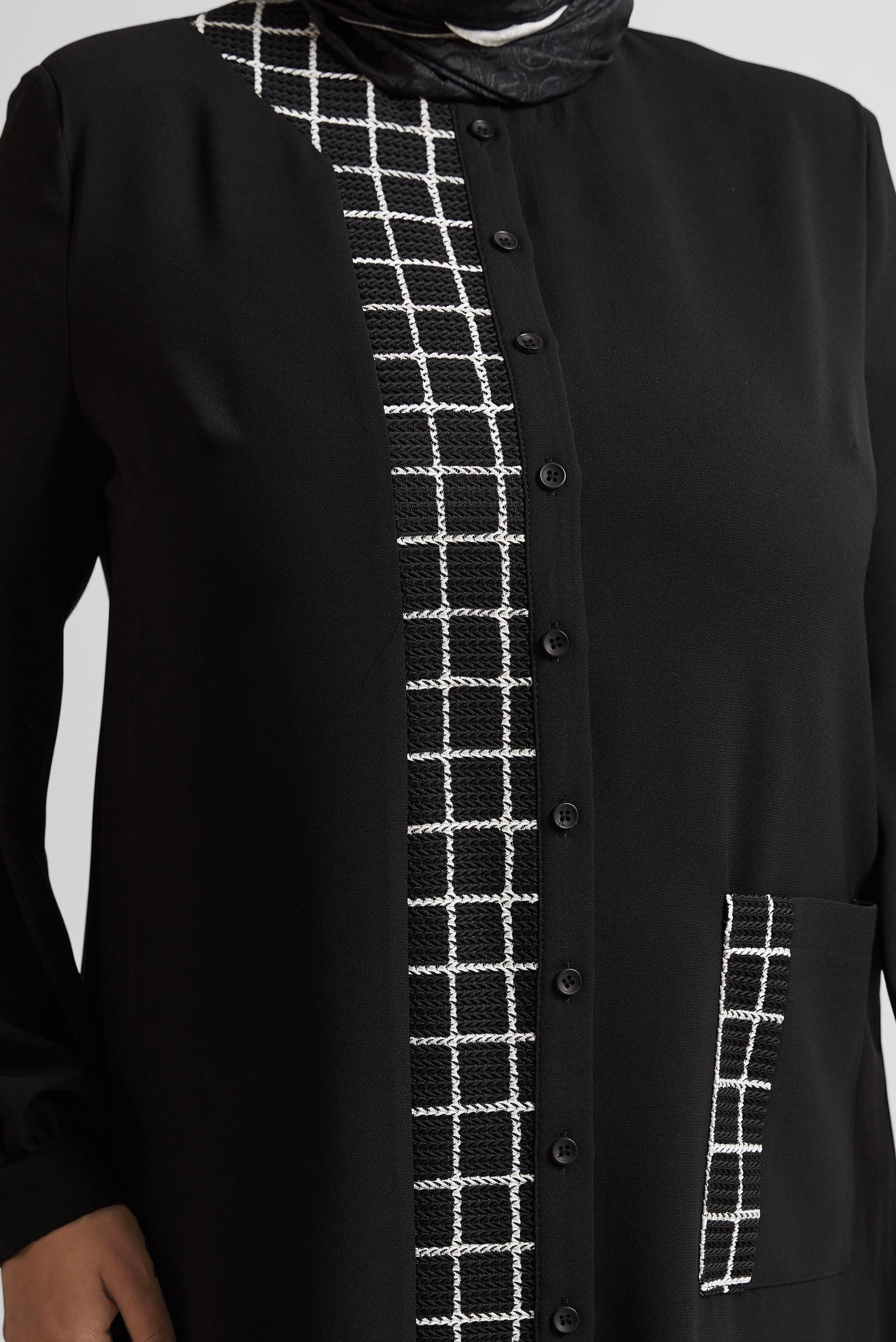 Tesettür giyim SİYAH KARE DESENLİ BÜYÜK BEDEN TUNİK 20744