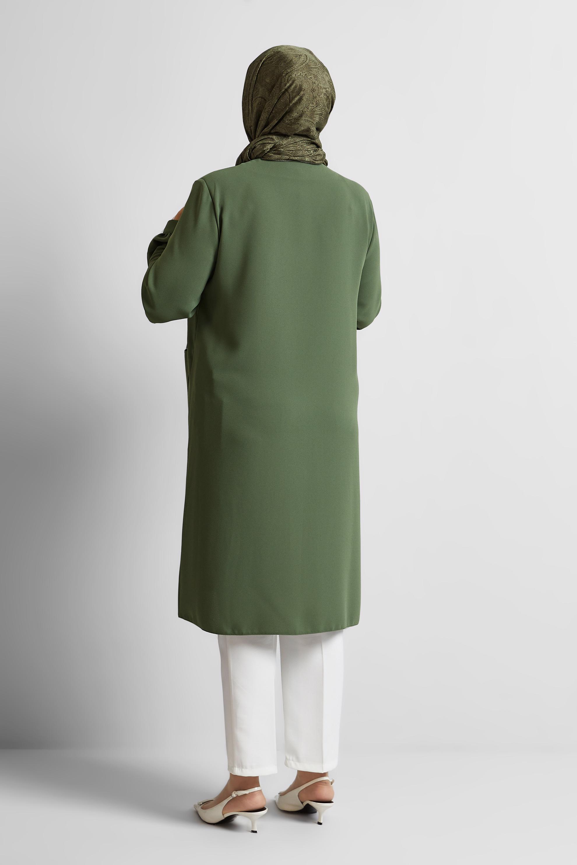 Tesettür giyim HAKİ KARE DESENLİ BÜYÜK BEDEN TUNİK 20744