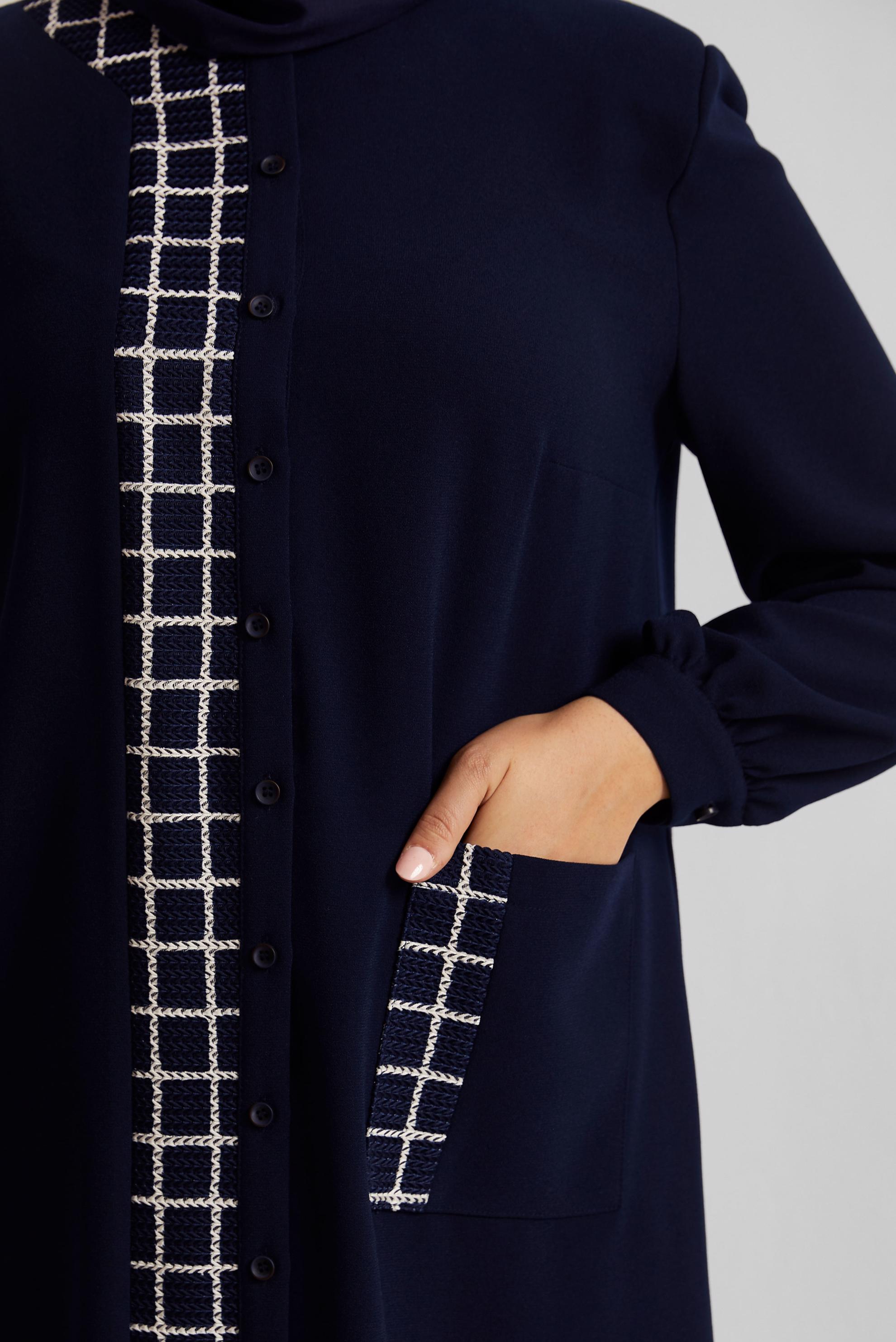 Tesettür giyim LACİVERT KARE DESENLİ BÜYÜK BEDEN TUNİK 20744