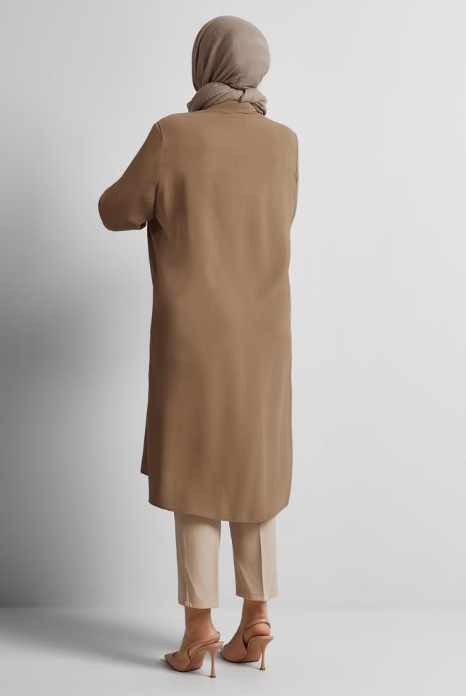 Vêtements hijab VISON TUNIQUE TEXTURÉE EN LIN 20745 - ALVİNA