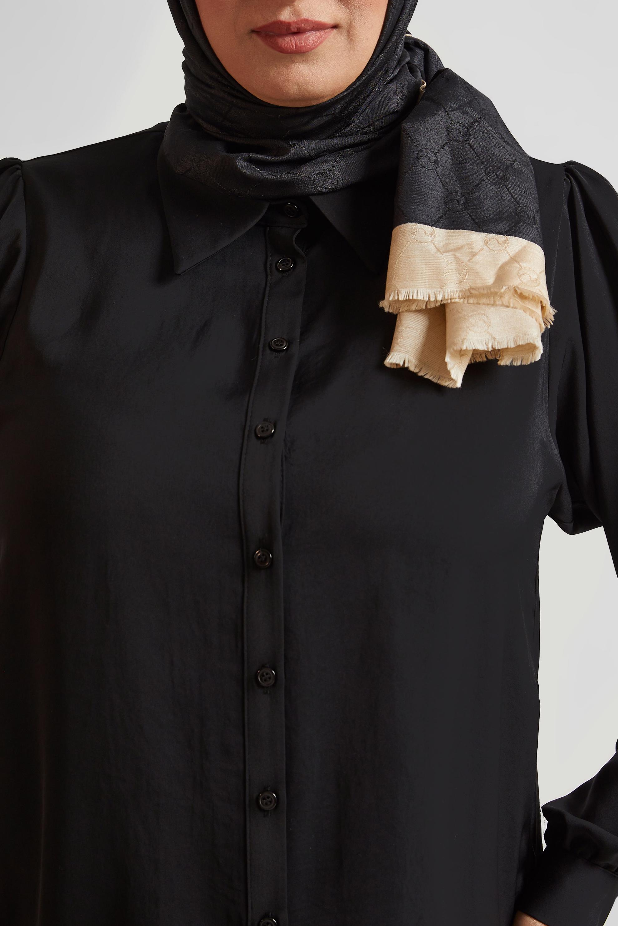 Vêtements hijab NOIR TUNIQUE À COL CHEMISE 20750