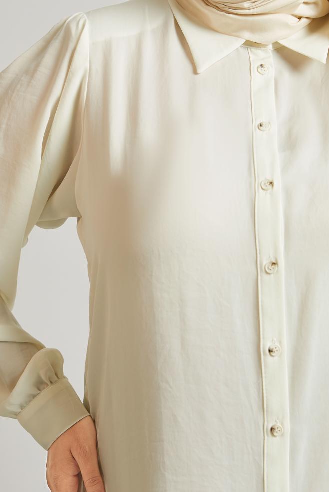 Vêtements hijab BLANC TUNIQUE À COL CHEMISE 20750 - ALVİNA