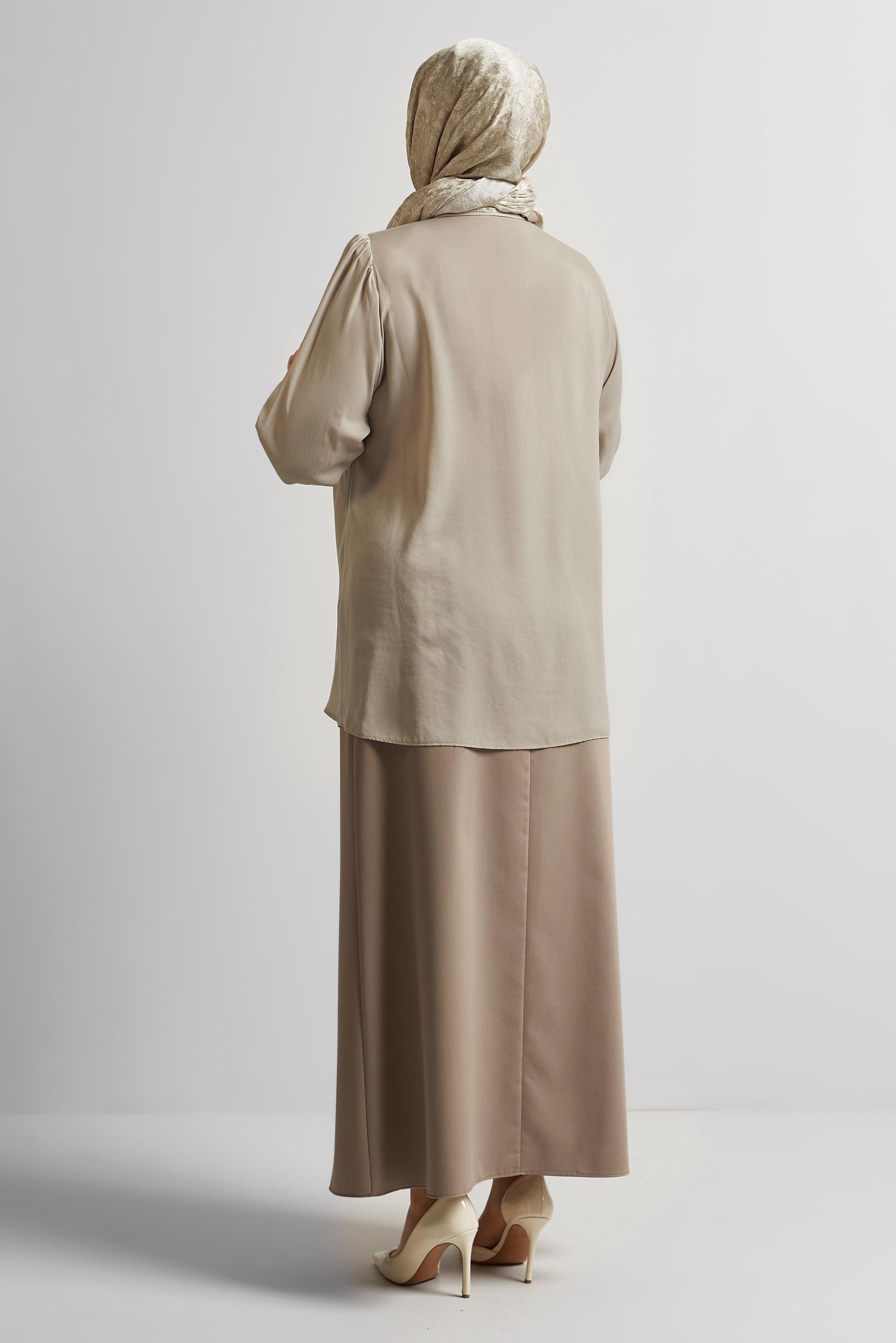 Vêtements hijab SABLE TUNIQUE À COL CHEMISE 20750