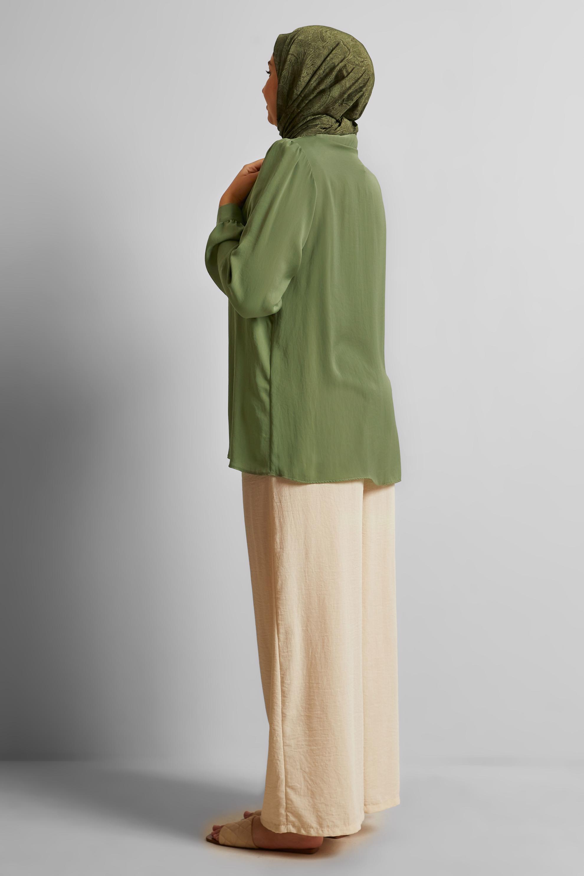 Vêtements hijab VERT TUNIQUE À COL CHEMISE 20750