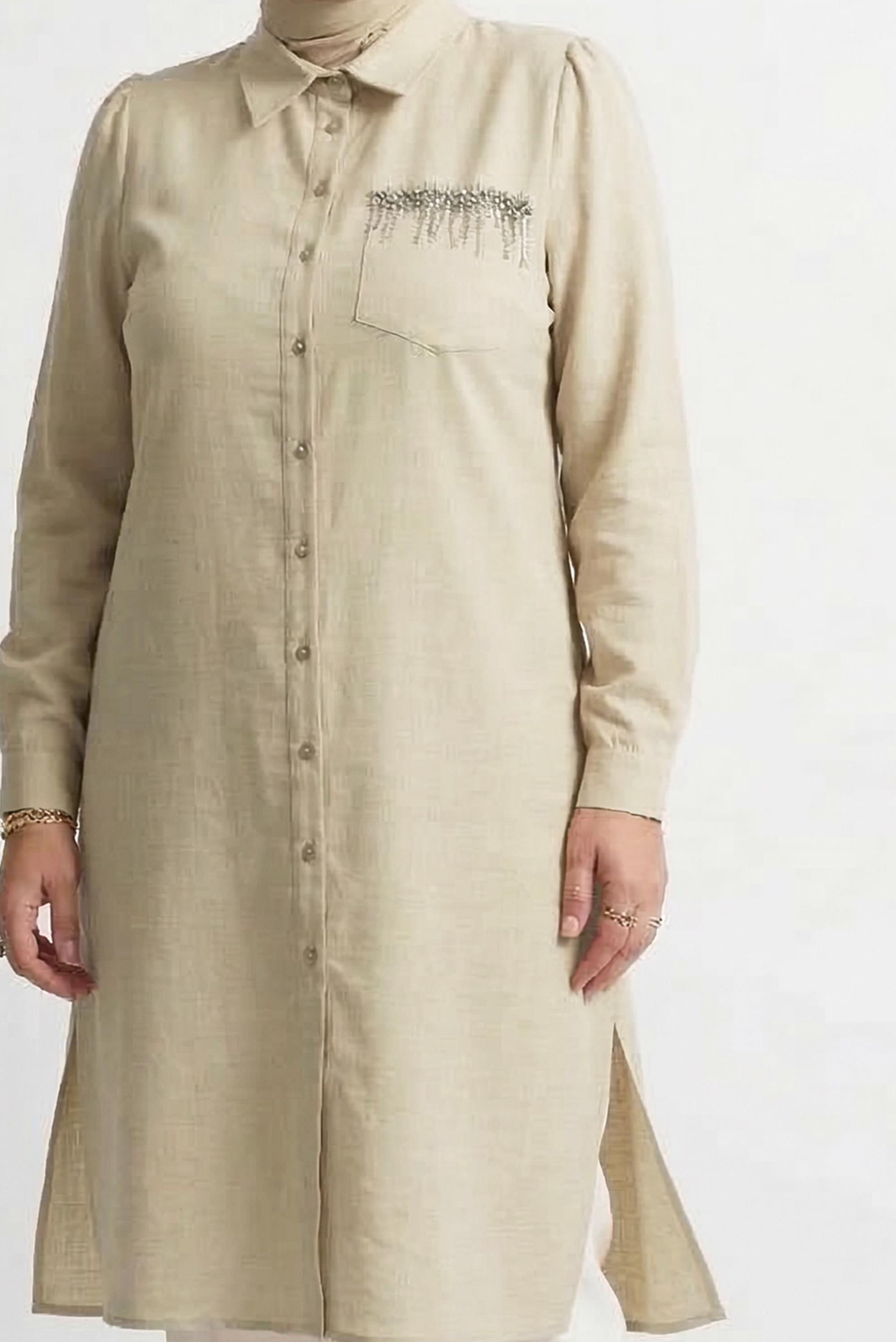 Hijab clothing BEIGE SHIRT COLLAR TUNIC 20751