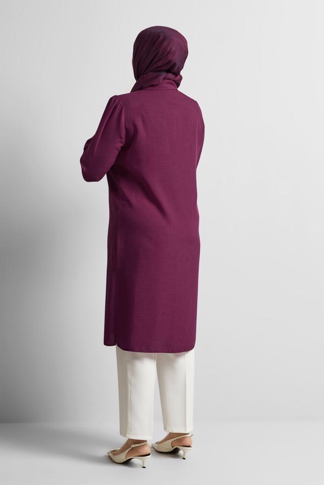 Vêtements hijab POURPRE TUNIQUE À COL CHEMISE 20751 - ALVİNA