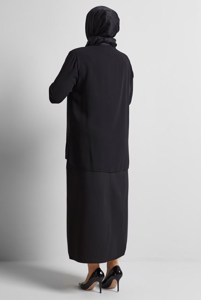 Vêtements hijab NOIR TUNIQUE AVEC BROCHE 20752 - ALVİNA