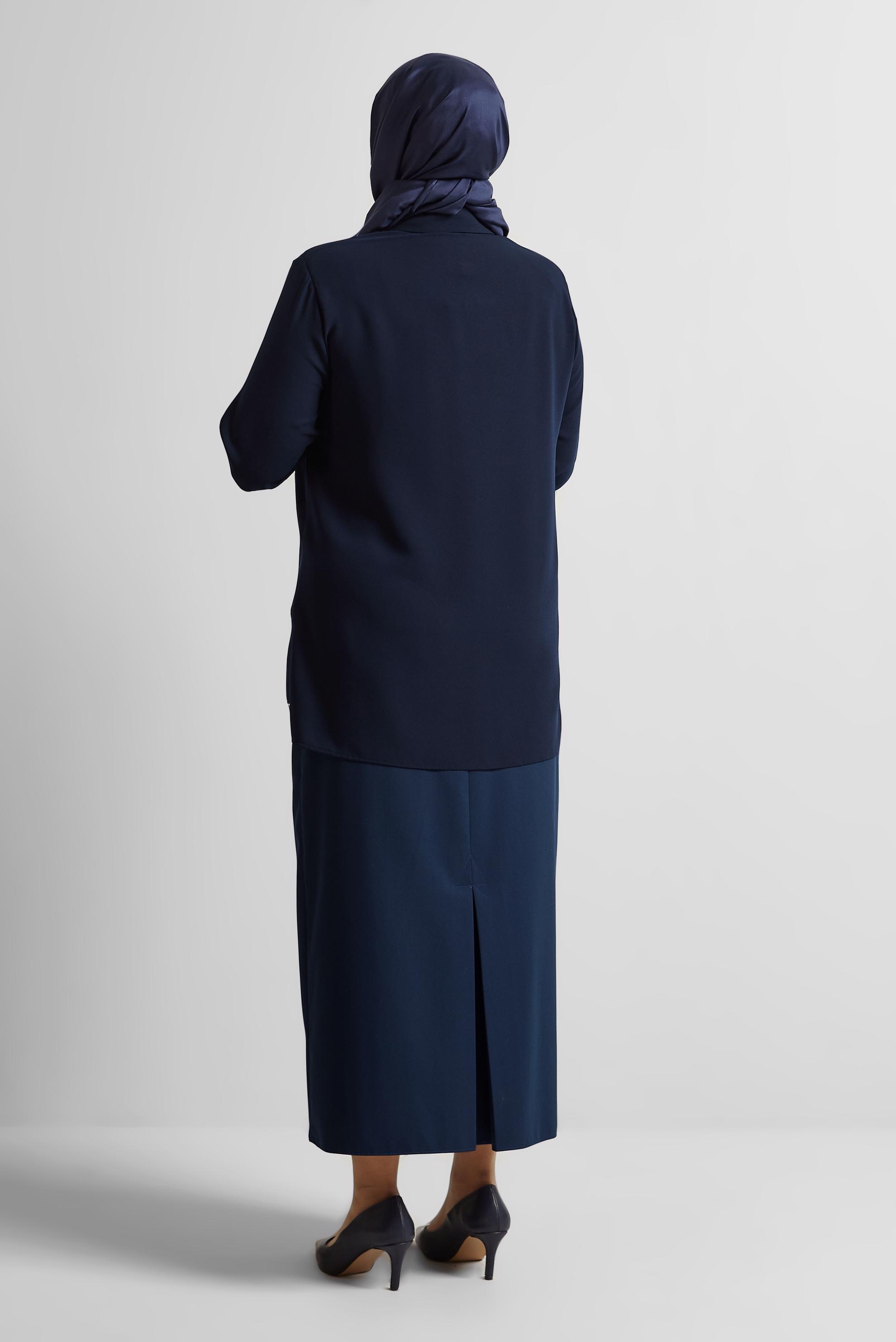 Tesettür giyim LACİVERT BÜYÜK BEDEN BROŞ DETAYLI TUNİK 20752