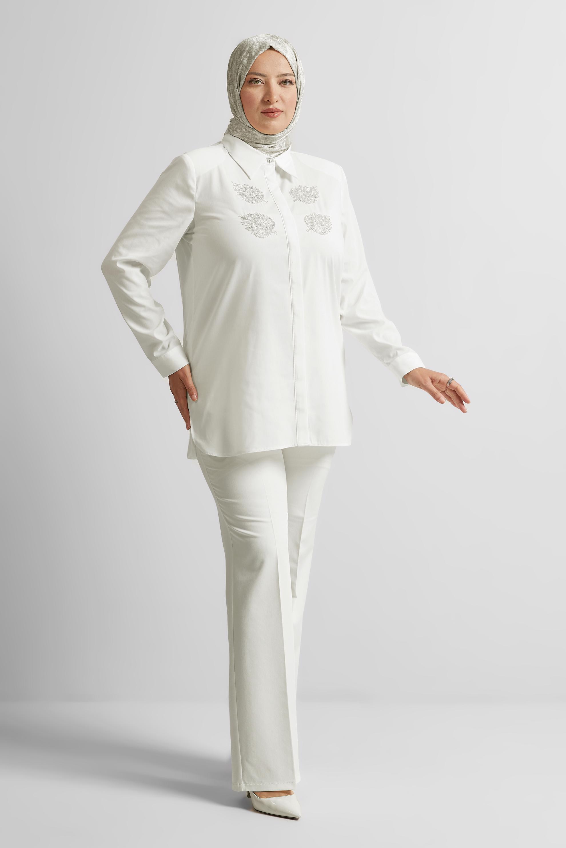 Tesettür giyim BEYAZ BÜYÜK BEDEN TUNİK 20758