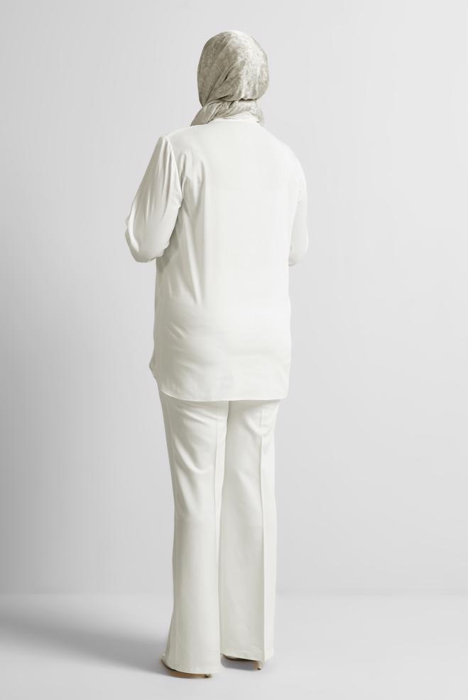 Vêtements hijab BLANC TUNIQUE À COL CHEMISE 20758 - ALVİNA