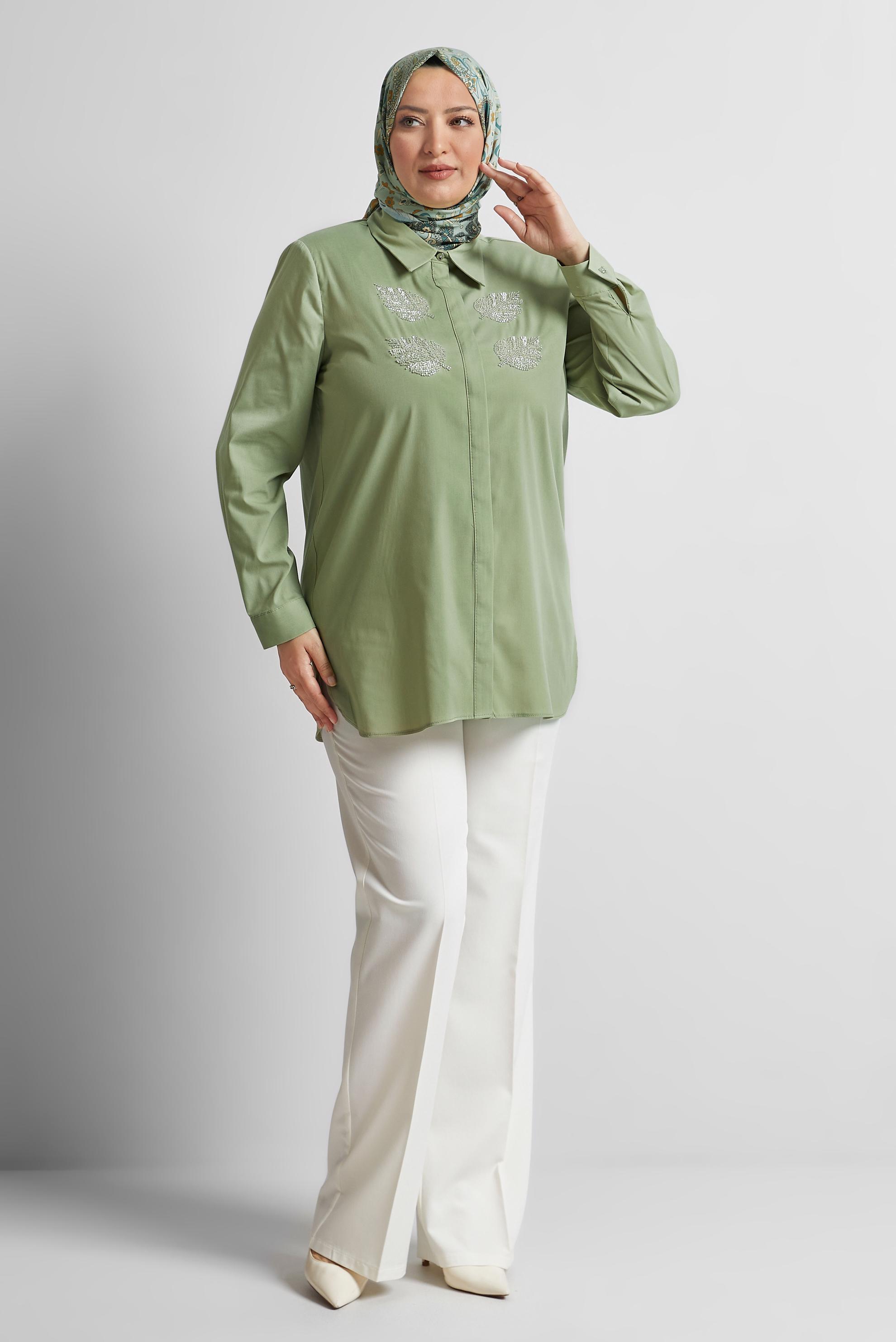 Tesettür giyim YEŞİL BÜYÜK BEDEN TUNİK 20758