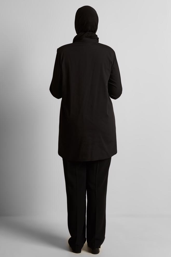 Vêtements hijab NOIR TUNIQUE BRODÉE 20760 - ALVİNA