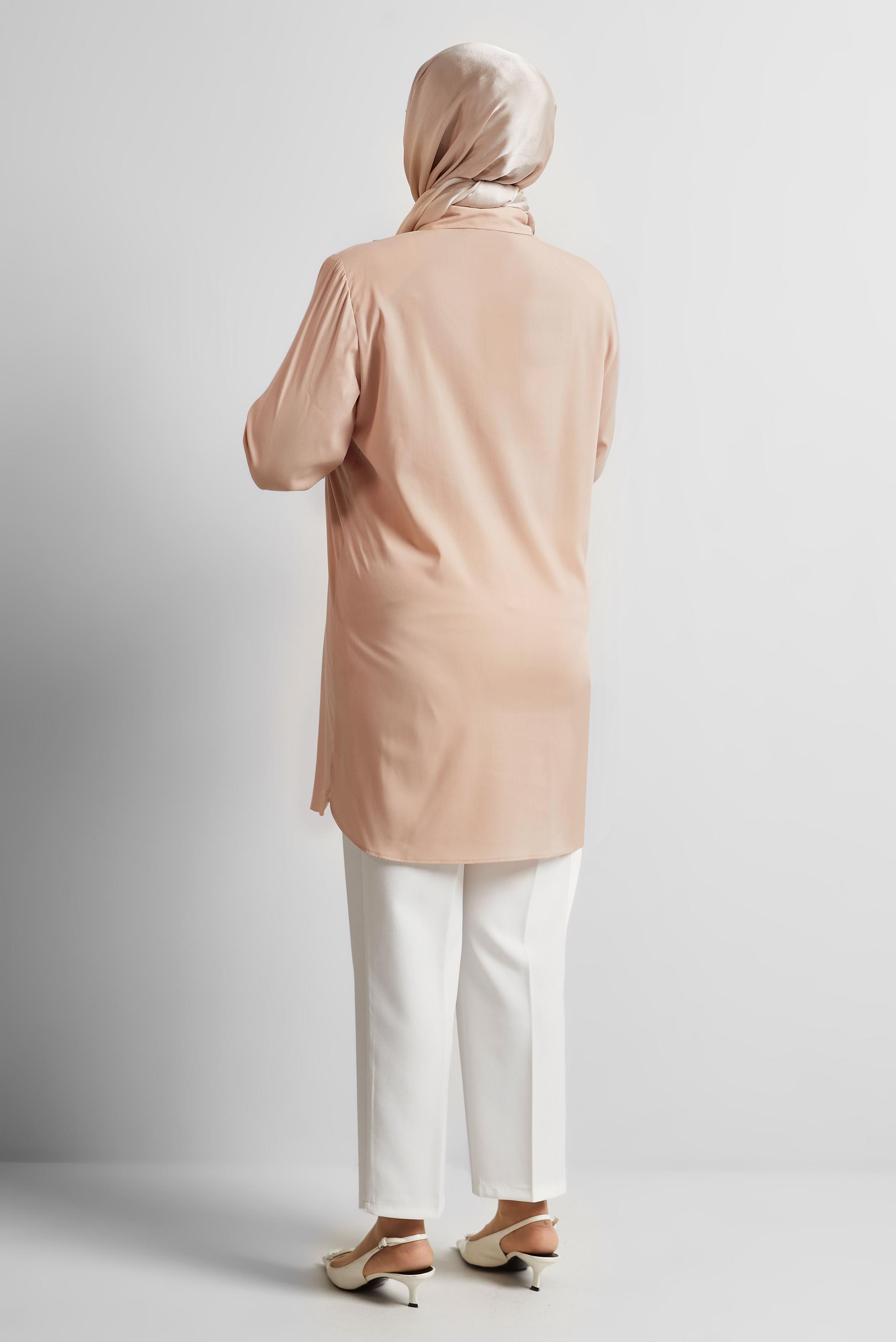 Vêtements hijab BEIGE TUNIQUE BRODÉE 20760