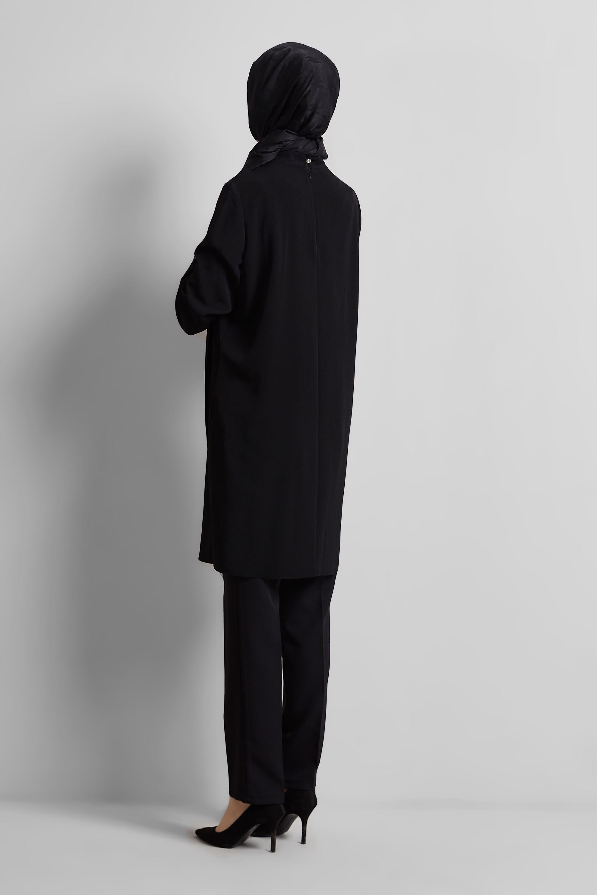 Tesettür giyim SİYAH BAĞLAMA DETAYLI TUNİK 44223