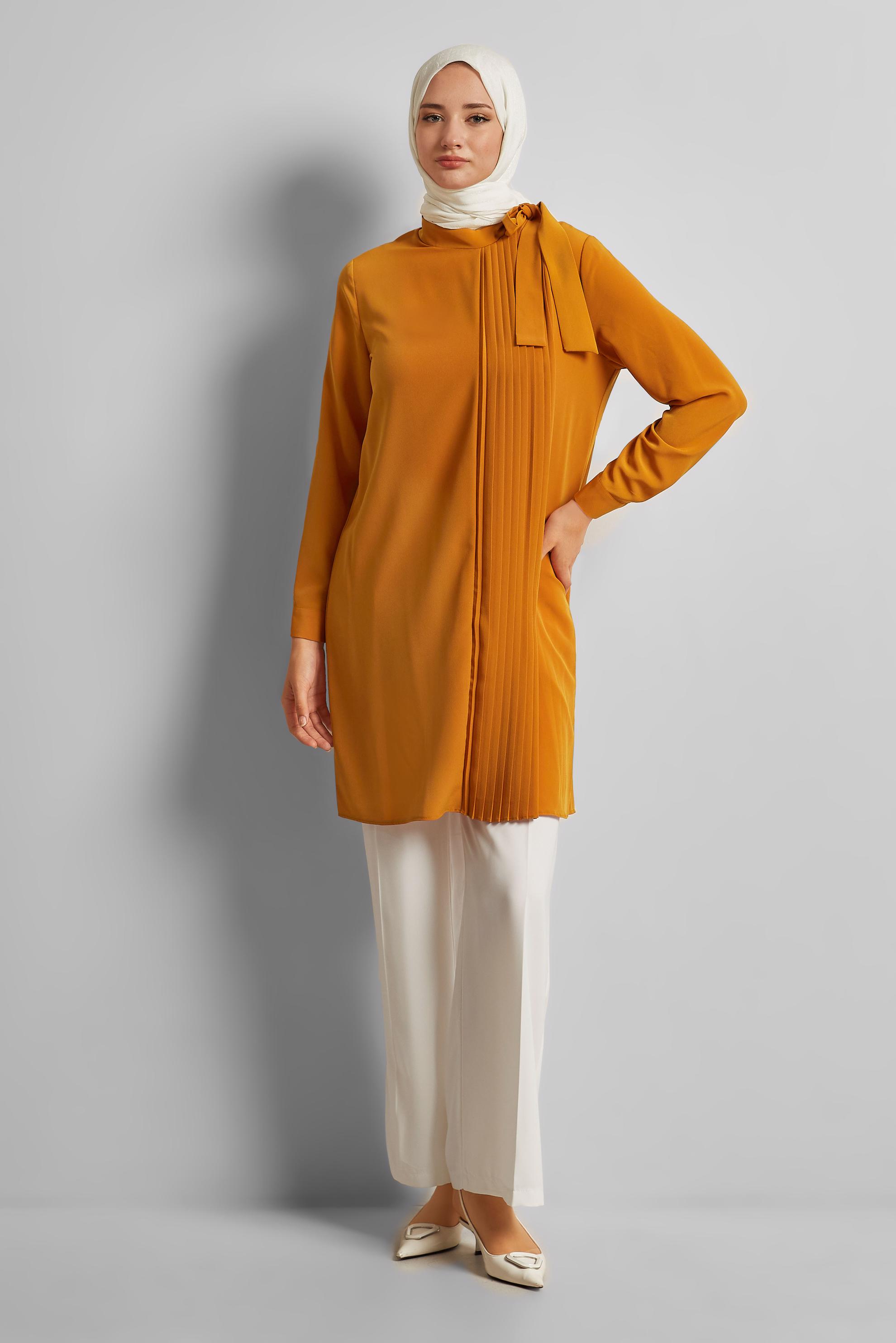 Tesettür giyim TURUNCU BAĞLAMA DETAYLI TUNİK 44223