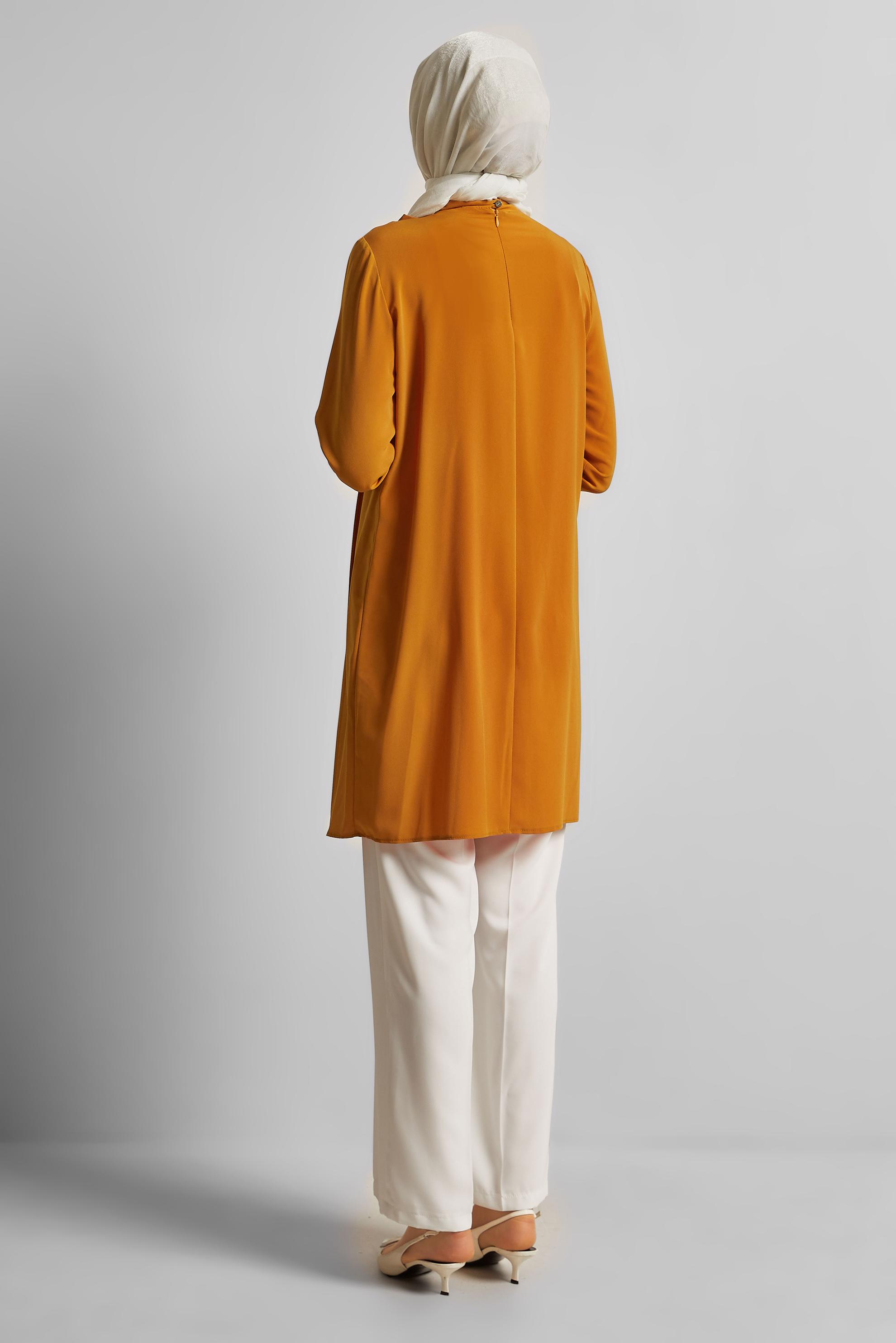 Tesettür giyim TURUNCU BAĞLAMA DETAYLI TUNİK 44223