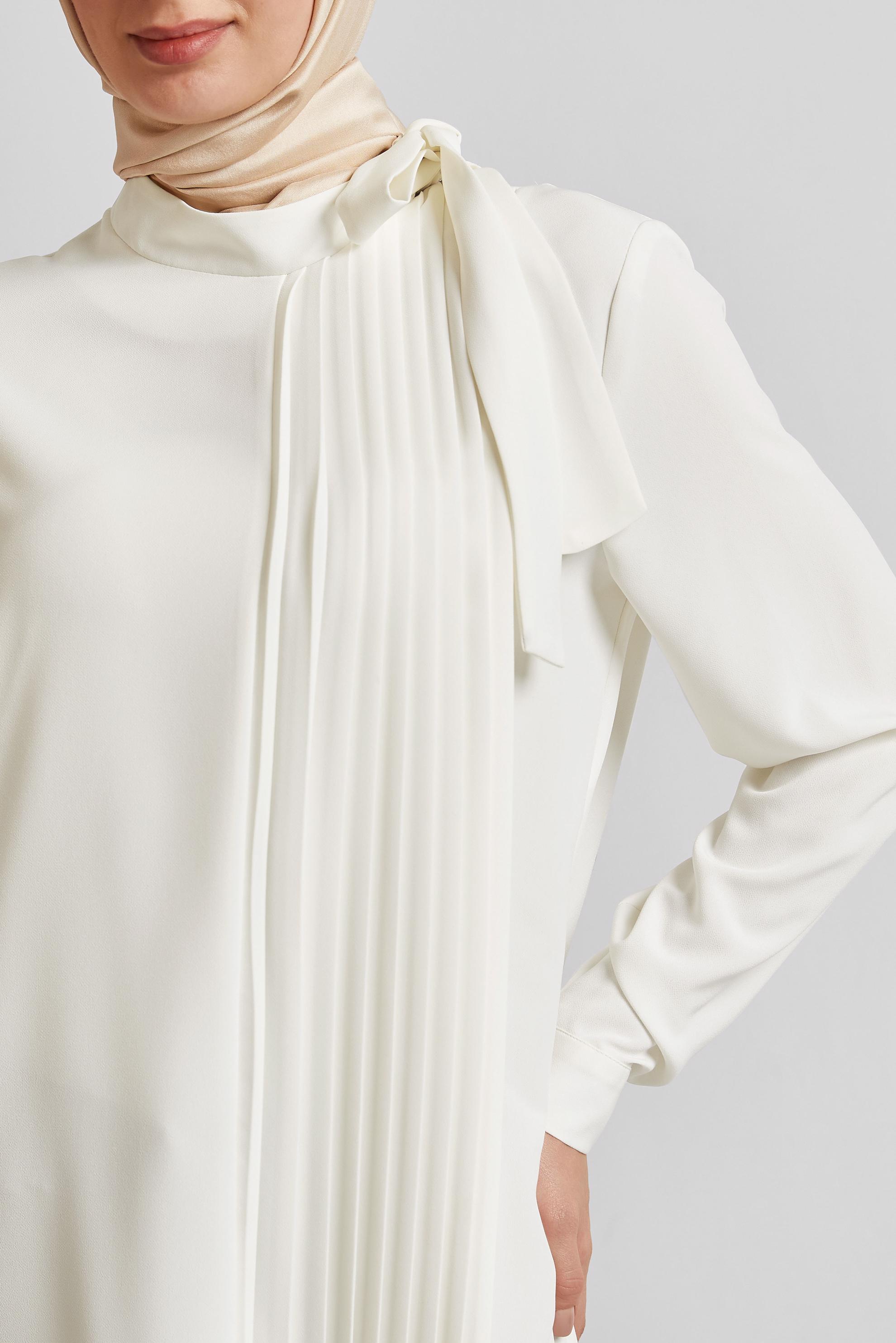 Tesettür giyim EKRU BAĞLAMA DETAYLI TUNİK 44223