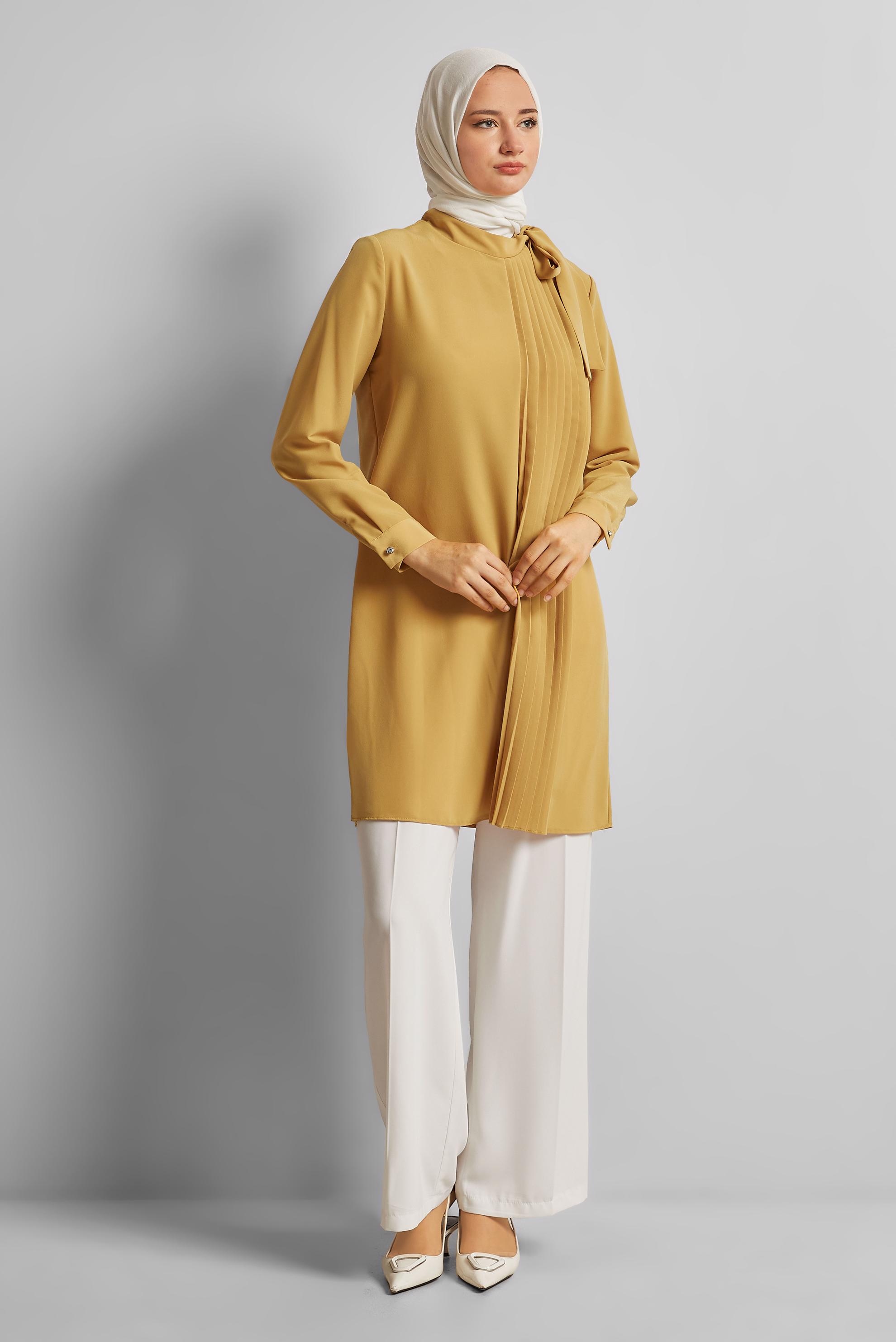 Tesettür giyim ALTIN BAĞLAMA DETAYLI TUNİK 44223