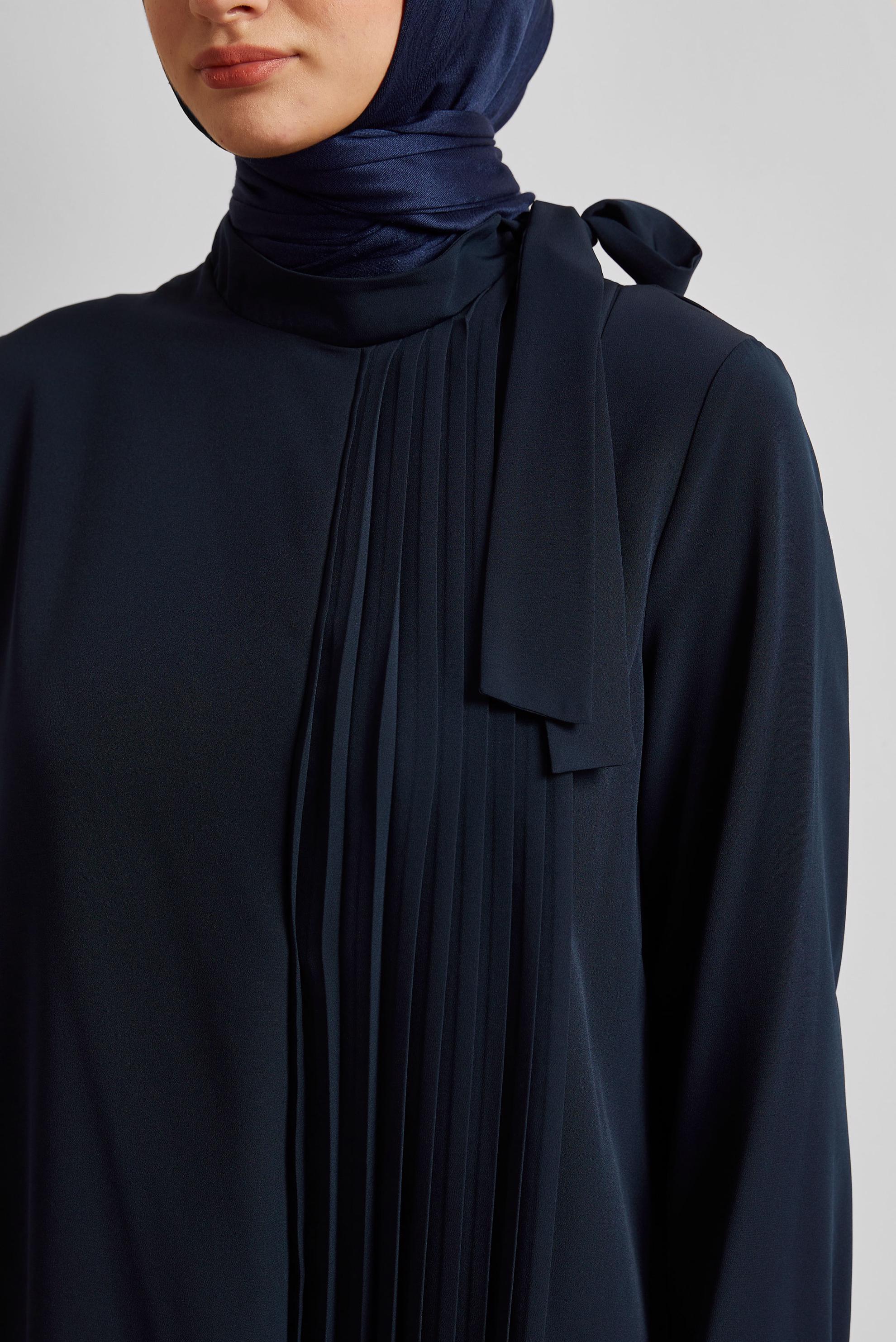 Vêtements hijab BLEU MARINE TUNIQUE À COL NOUÉ 44223