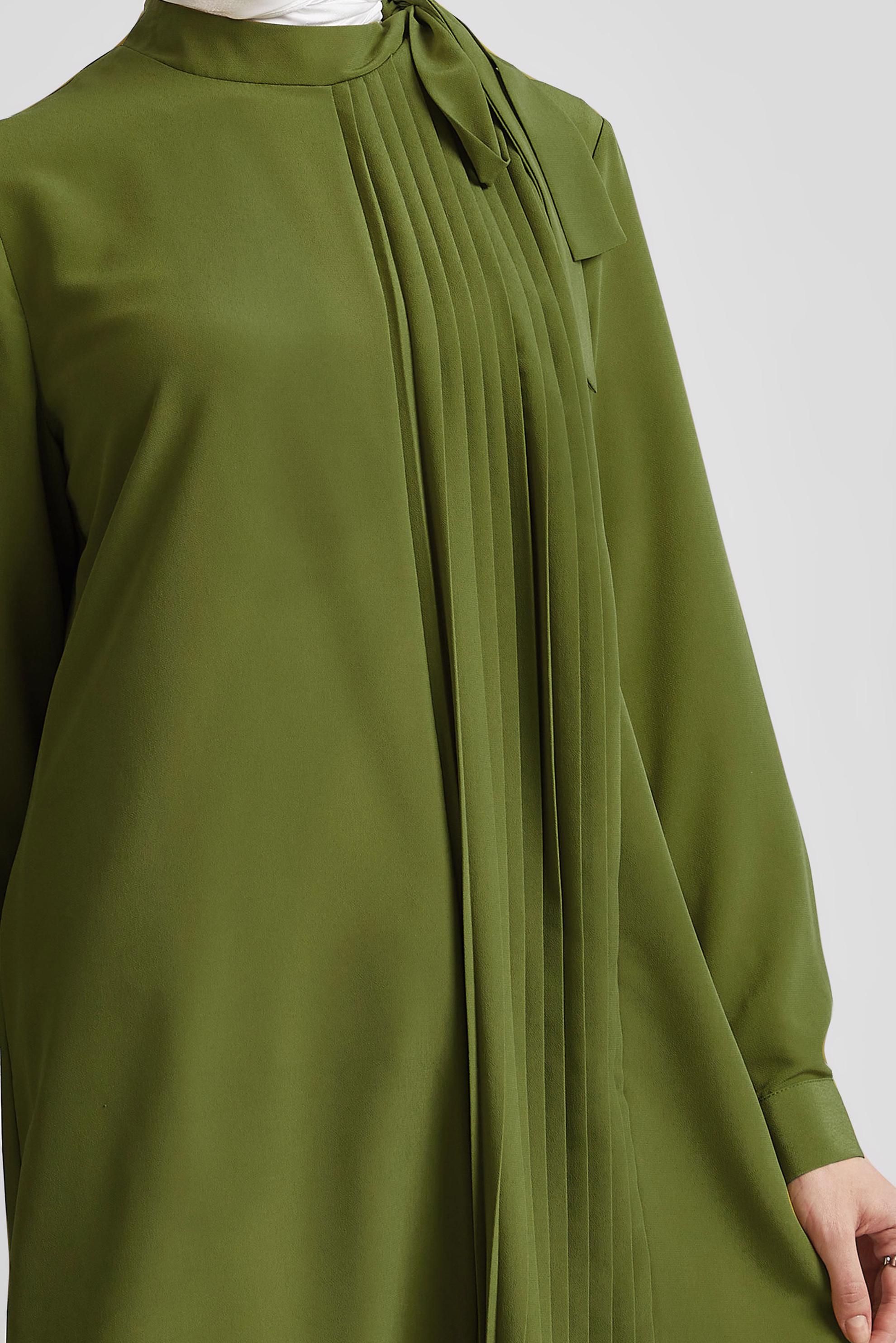 Tesettür giyim YEŞİL BAĞLAMA DETAYLI TUNİK 44223