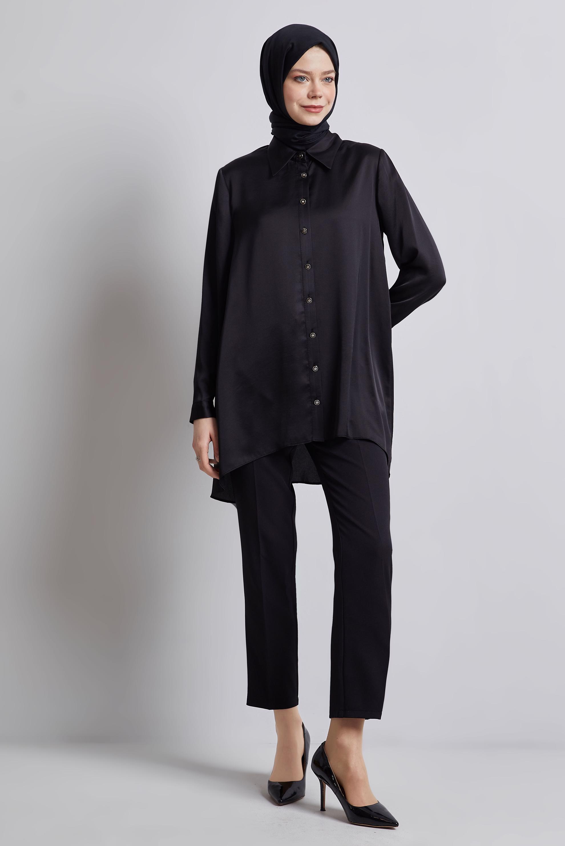 Hijab clothing BLACK SATIN TUNIC 44615
