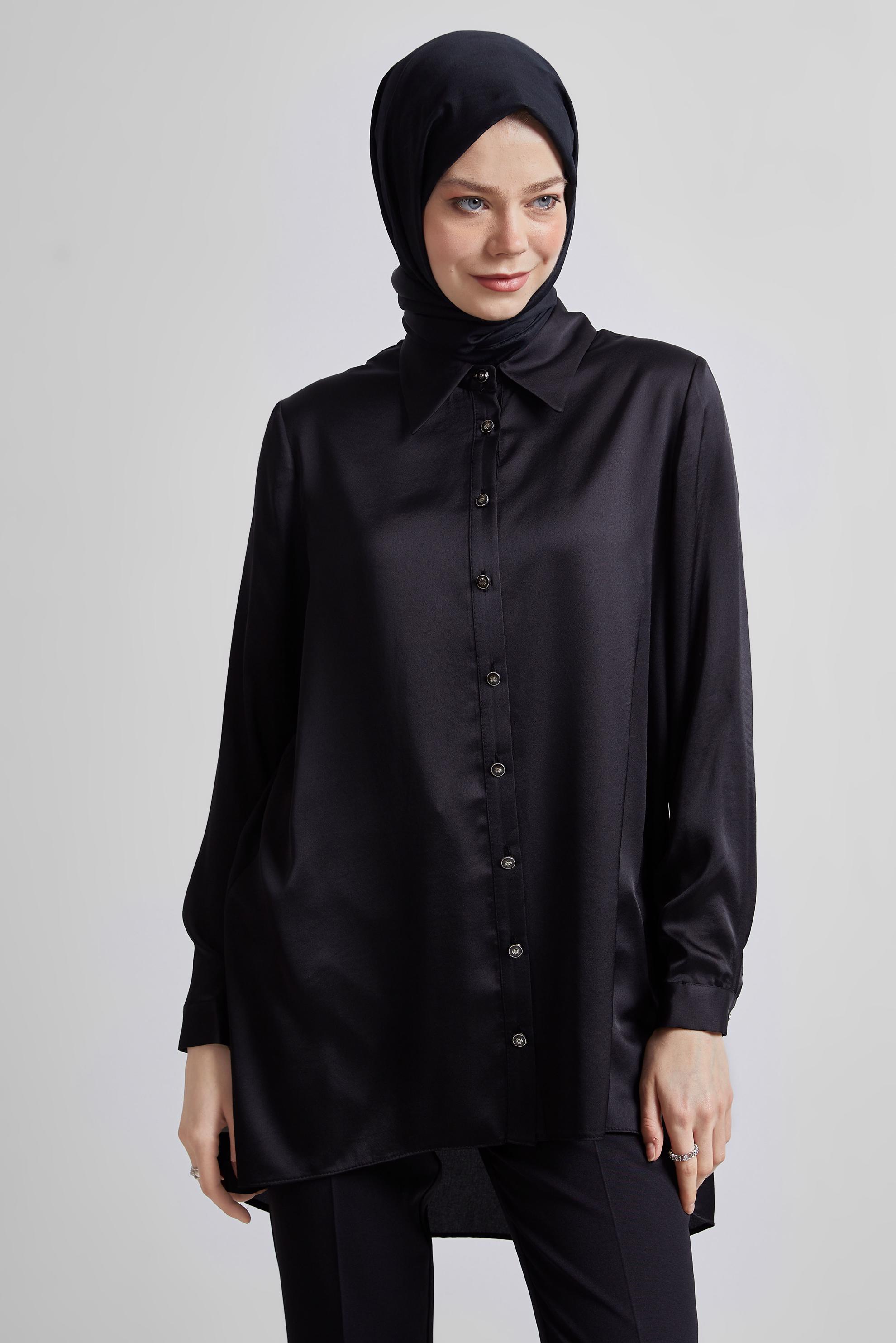 Hijab clothing BLACK SATIN TUNIC 44615