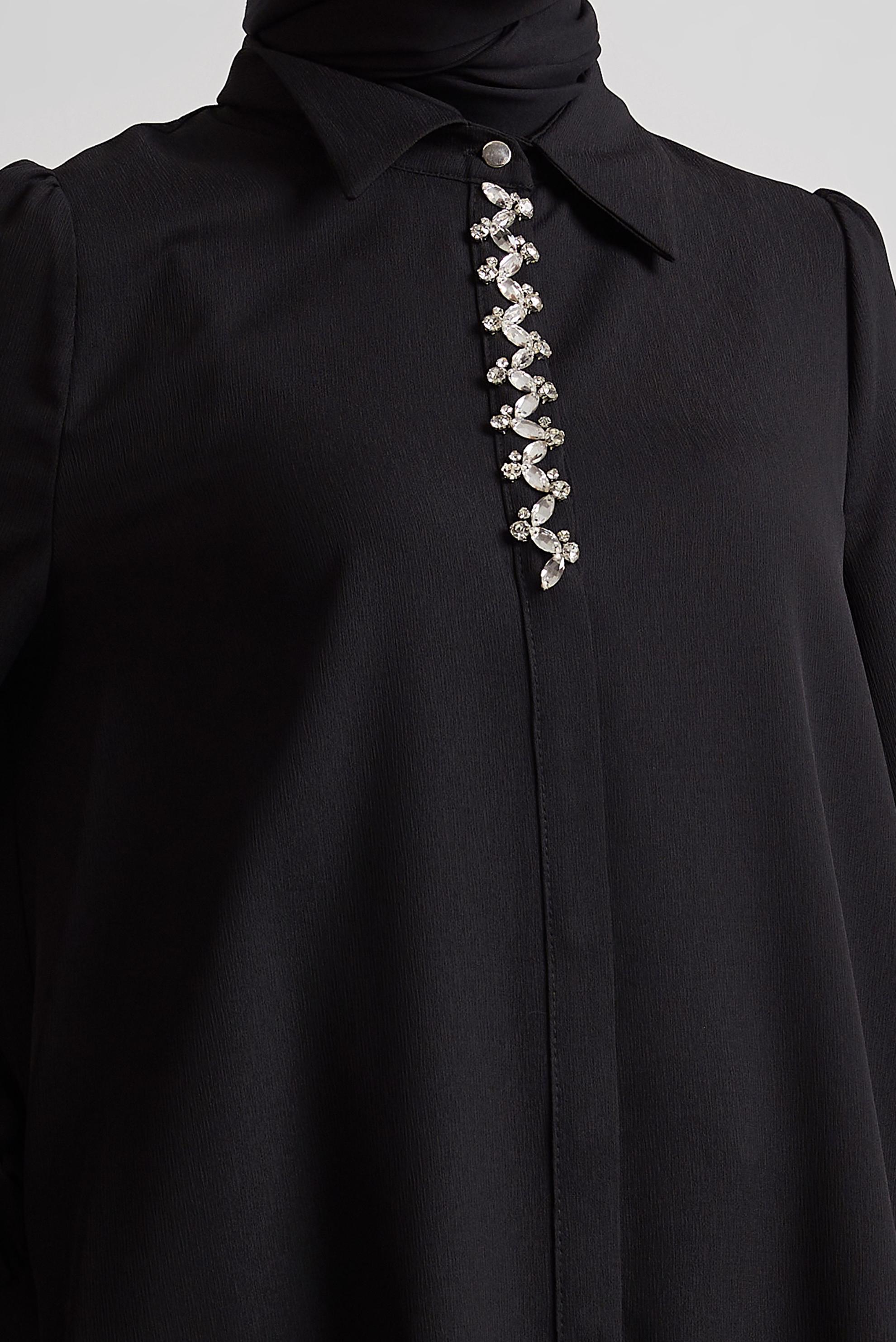 Tesettür giyim SİYAH TAŞ DETAYLI TUNİK 44666