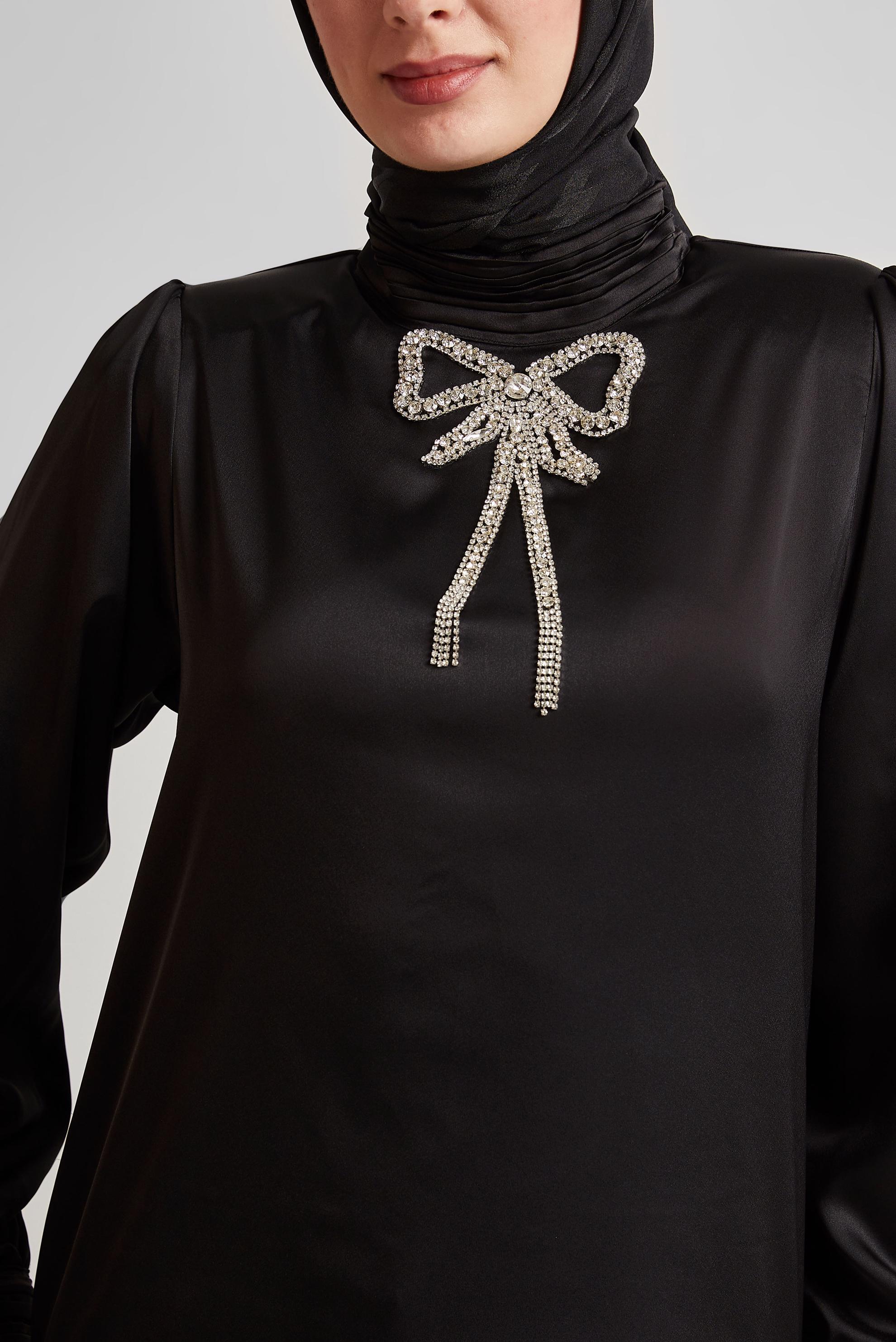 Tesettür giyim SİYAH TAŞ DETAYLI TUNİK 44685