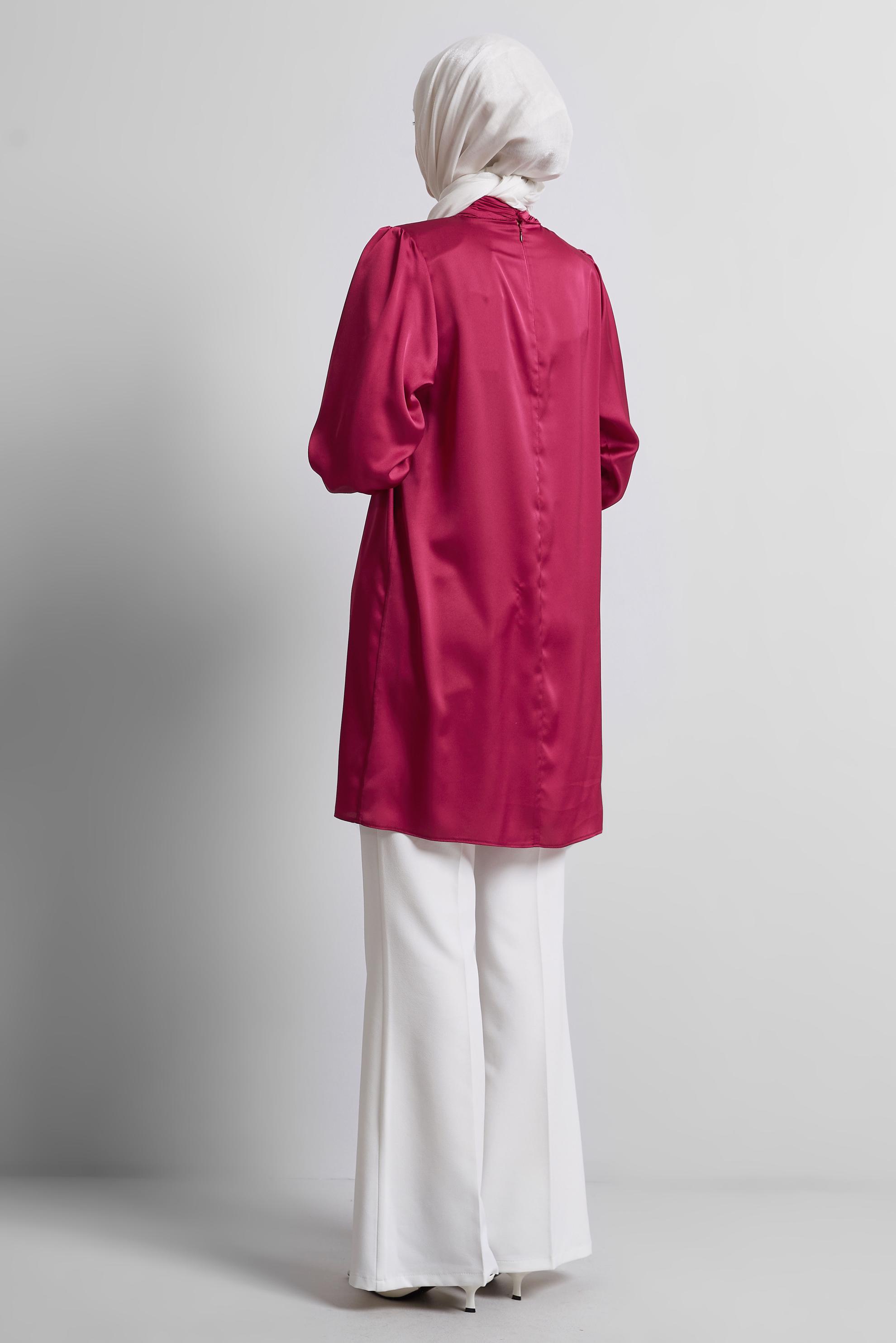 Tesettür giyim FUŞYA TAŞ DETAYLI TUNİK 44685