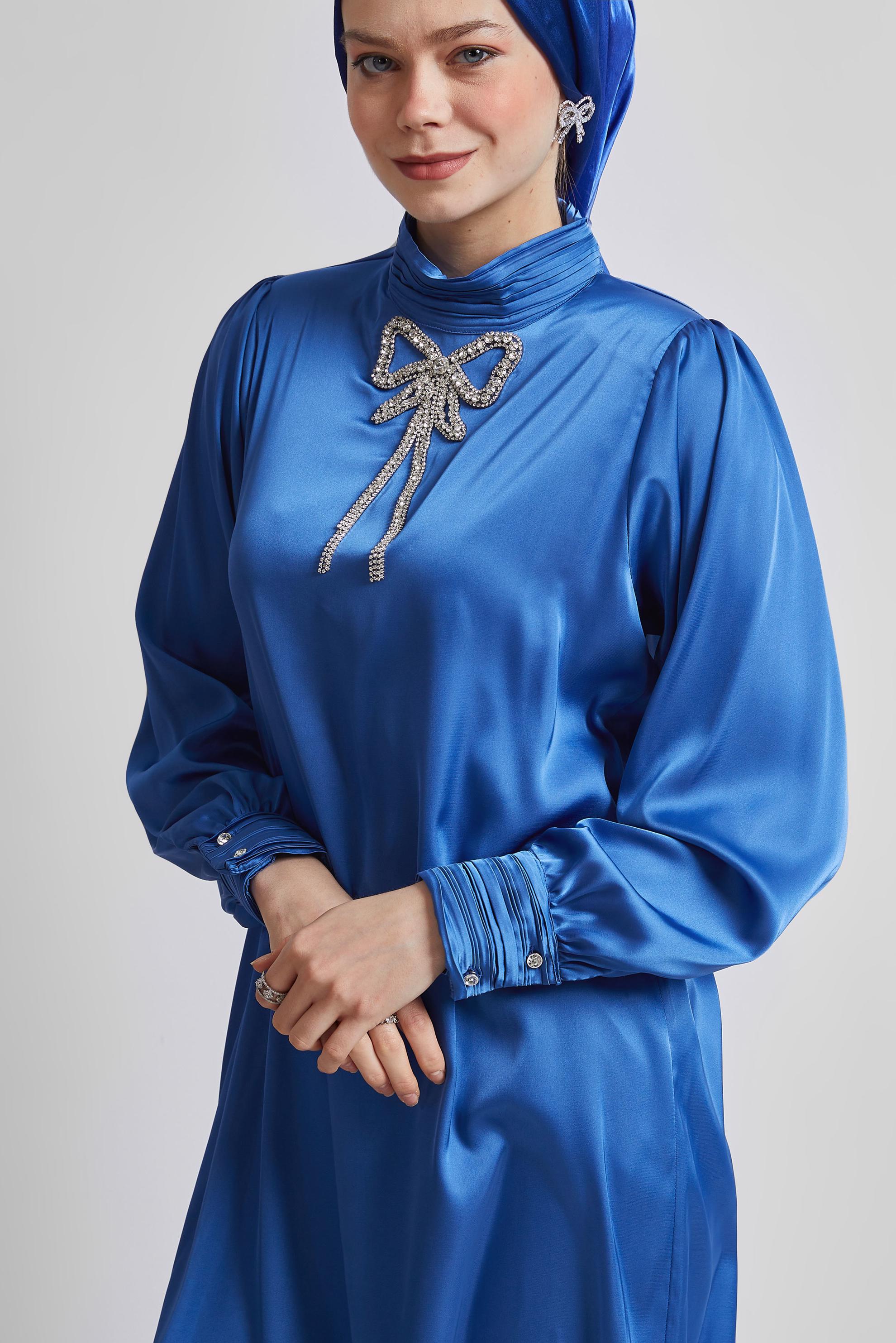 Tesettür giyim LACİVERT TAŞ DETAYLI TUNİK 44685