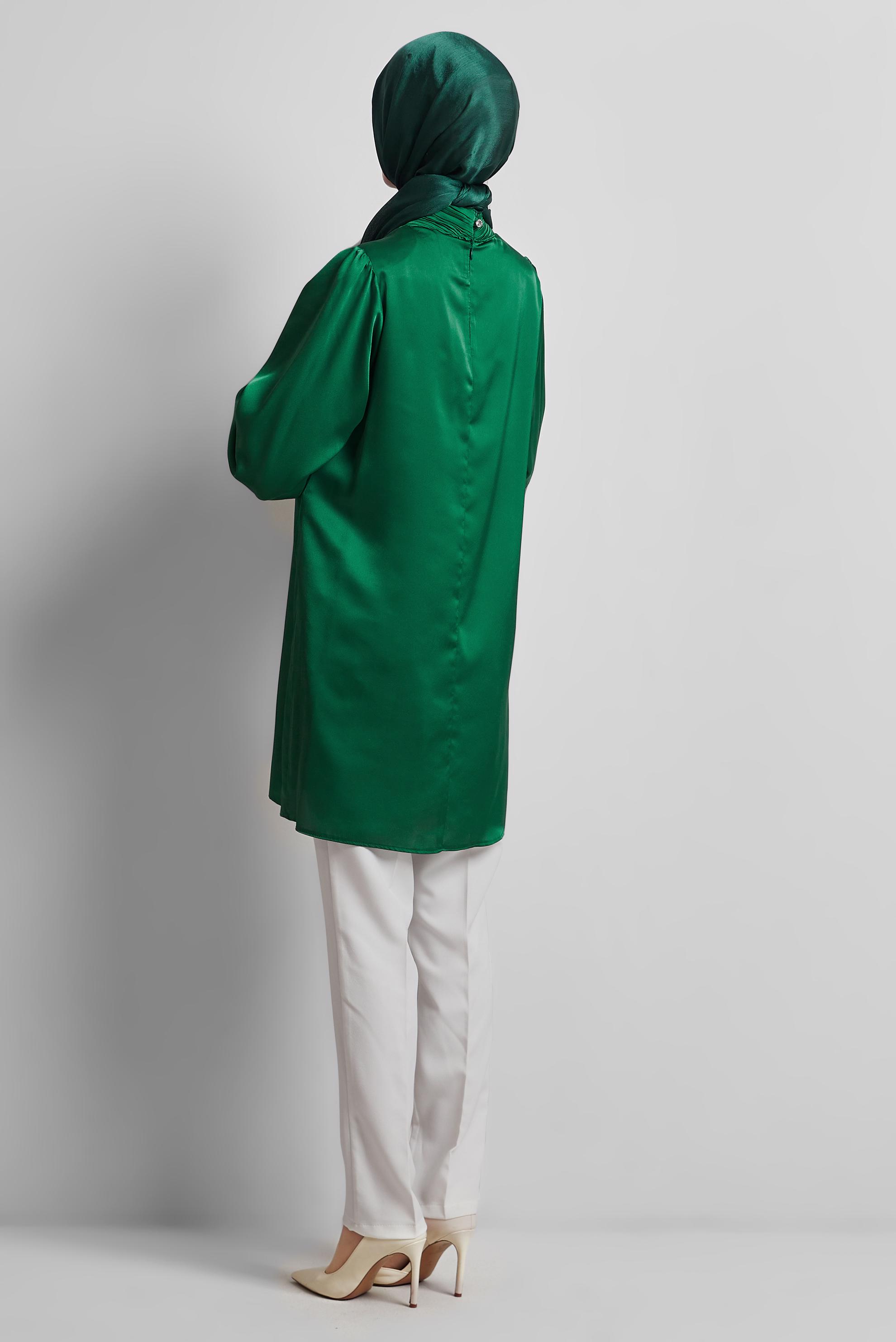 Tesettür giyim YEŞİL TAŞ DETAYLI TUNİK 44685