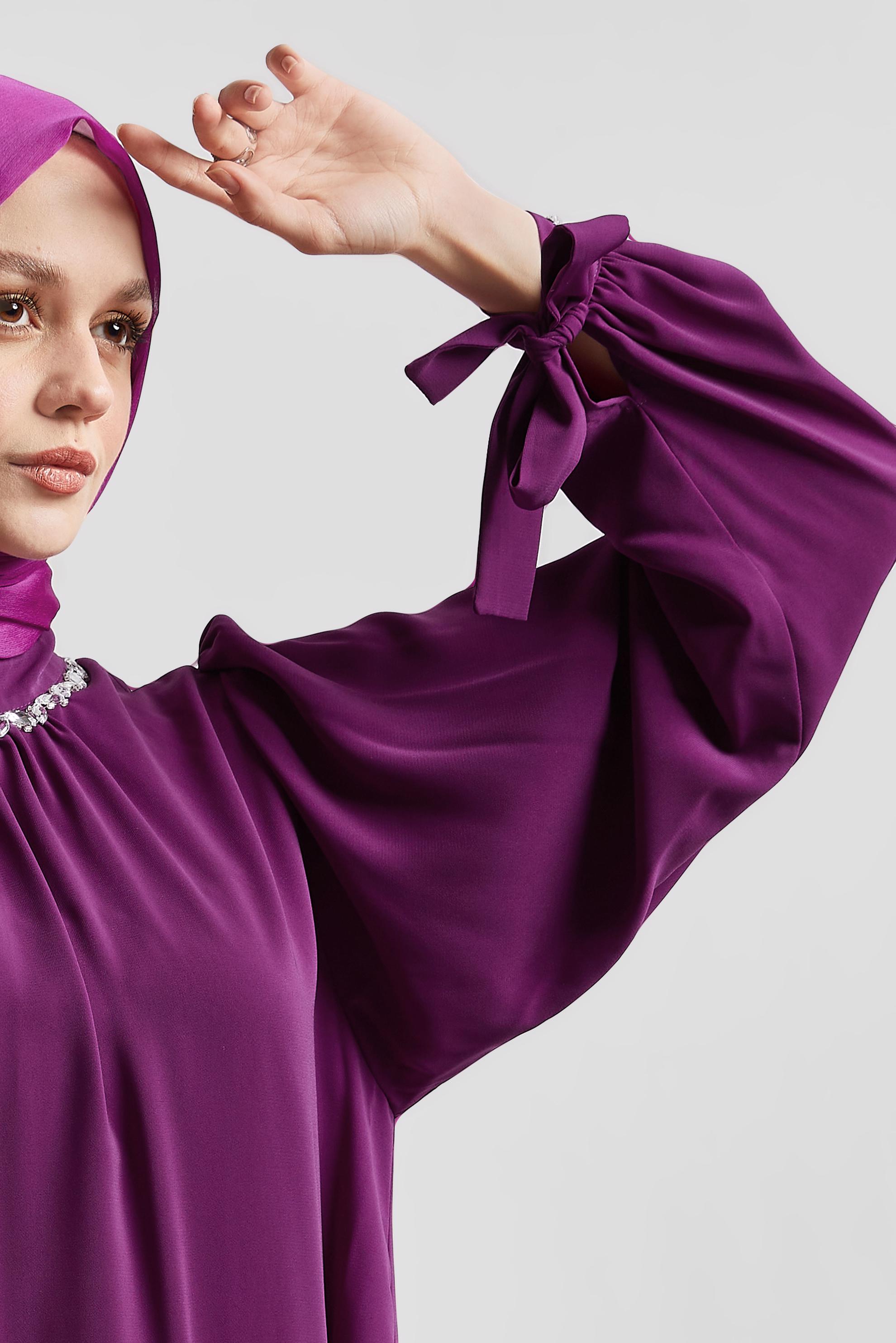 Tesettür giyim MOR TAŞ DETAYLI TUNİK 44687