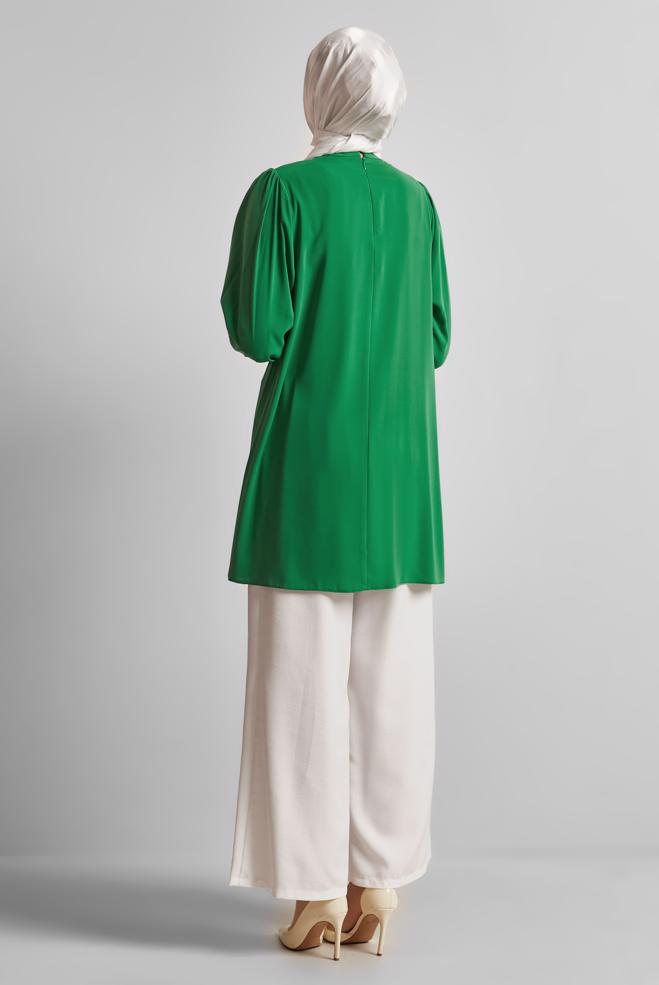 Hijab-Kleidung GRÜN TUNIKA MIT JEWEILIGEN DETAILS 44687 - ALVİNA