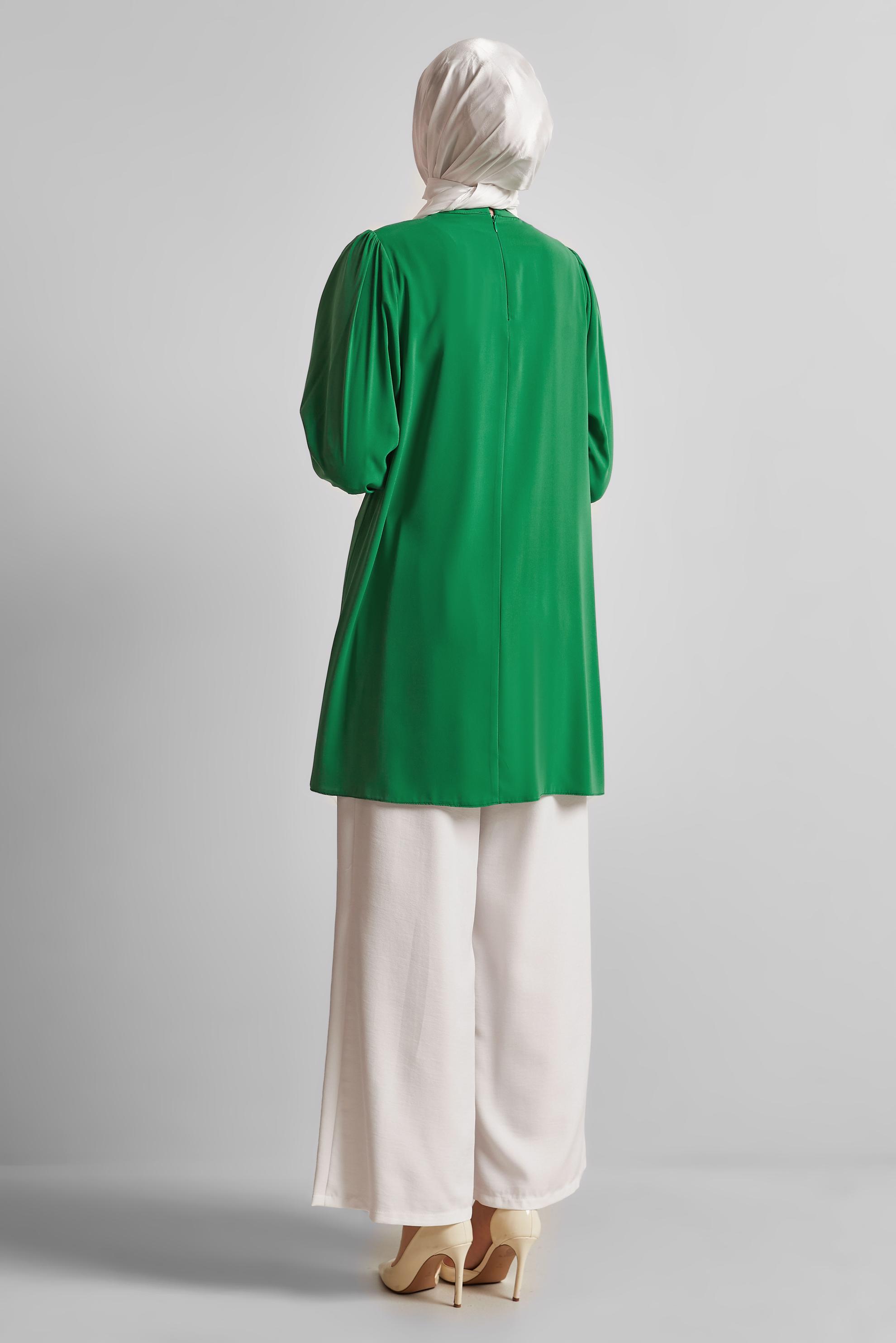 Tesettür giyim YEŞİL TAŞ DETAYLI TUNİK 44687